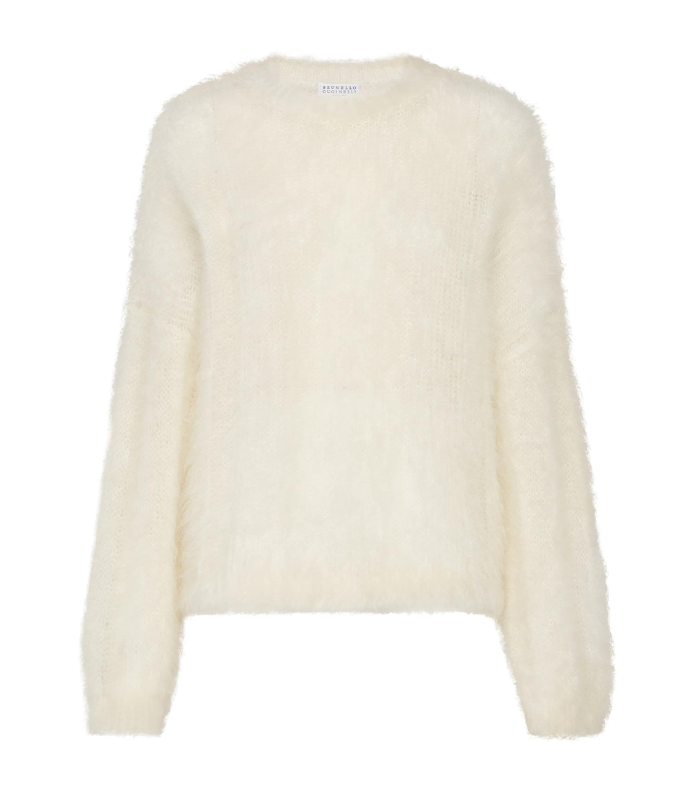 Brunello Cucinelli Mohair-silk Crew Neck Sweater In Sand