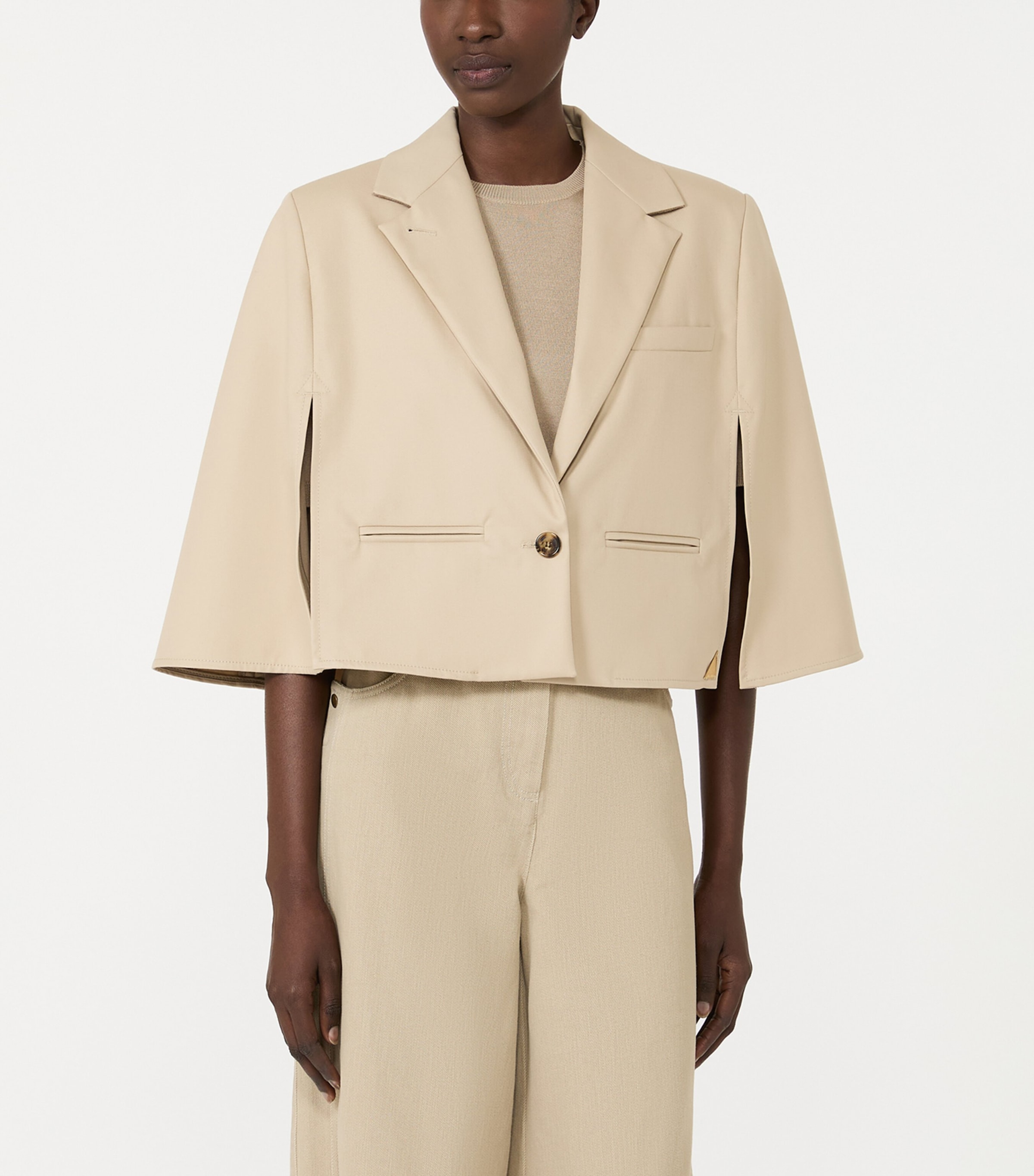 Max Mara Womens Cotton Gabardine Water-Repellent Cape Stone Image 3
