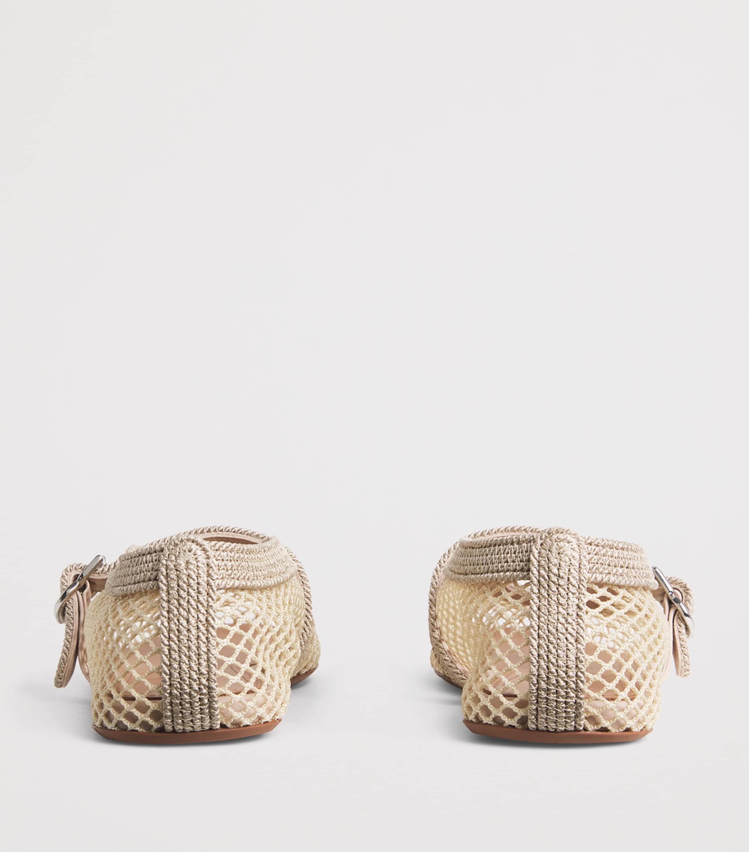 Alaïa Mesh Embroidered Ballet Flats Beige Grise Image 4