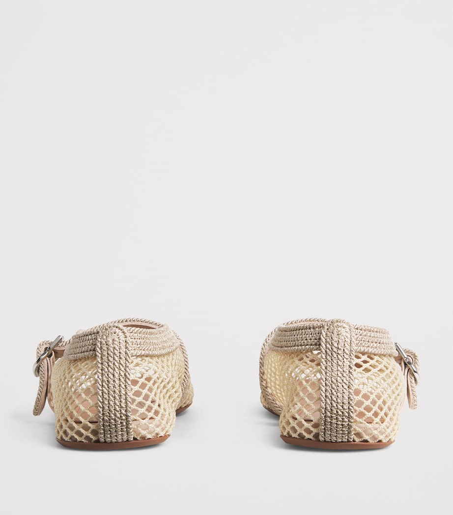 Alaïa Mesh Embroidered Ballet Flats Beige Grise Image 4