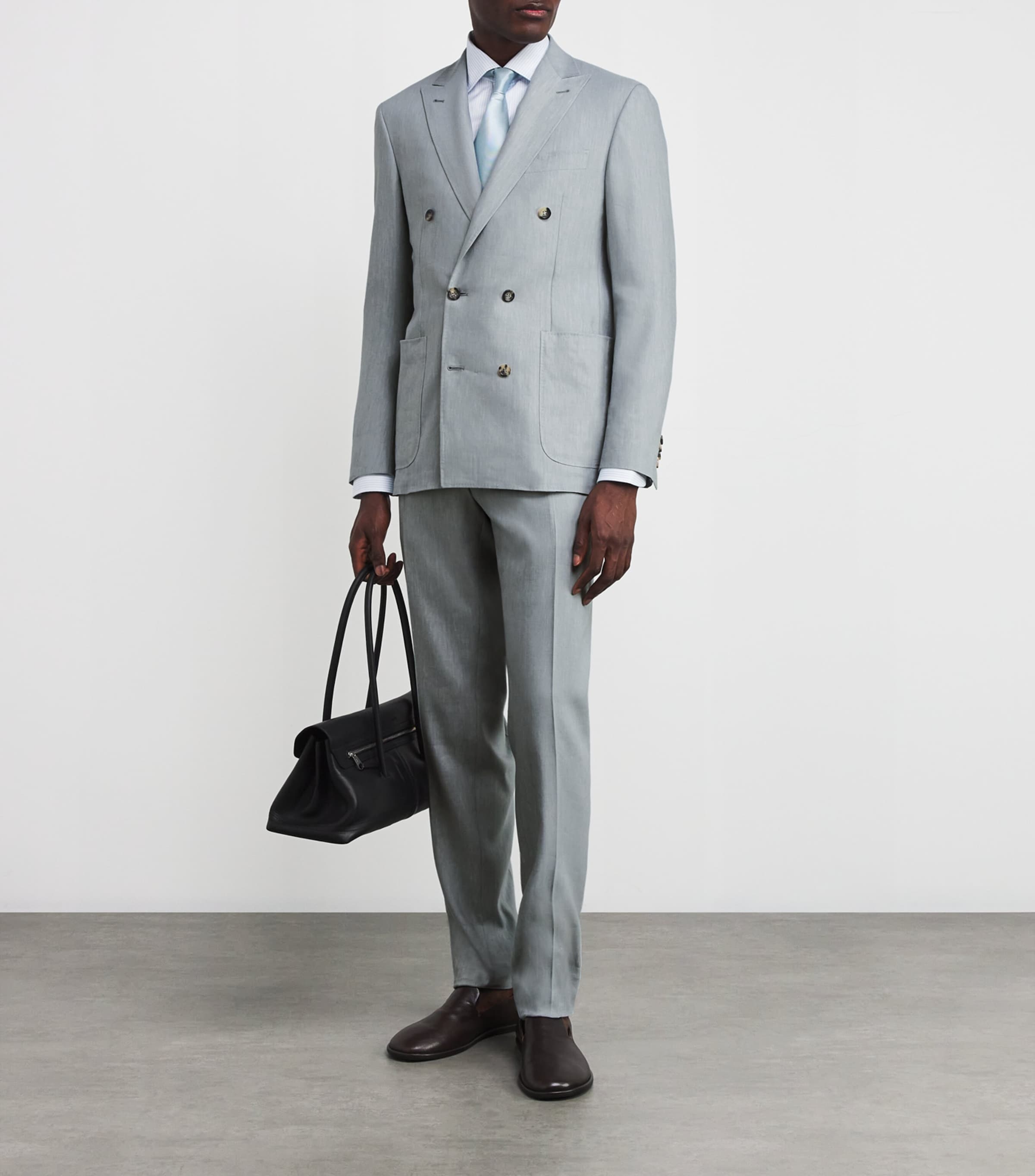 Canali Mens Linen-Wool Kei Double-Breasted Blazer Image 2