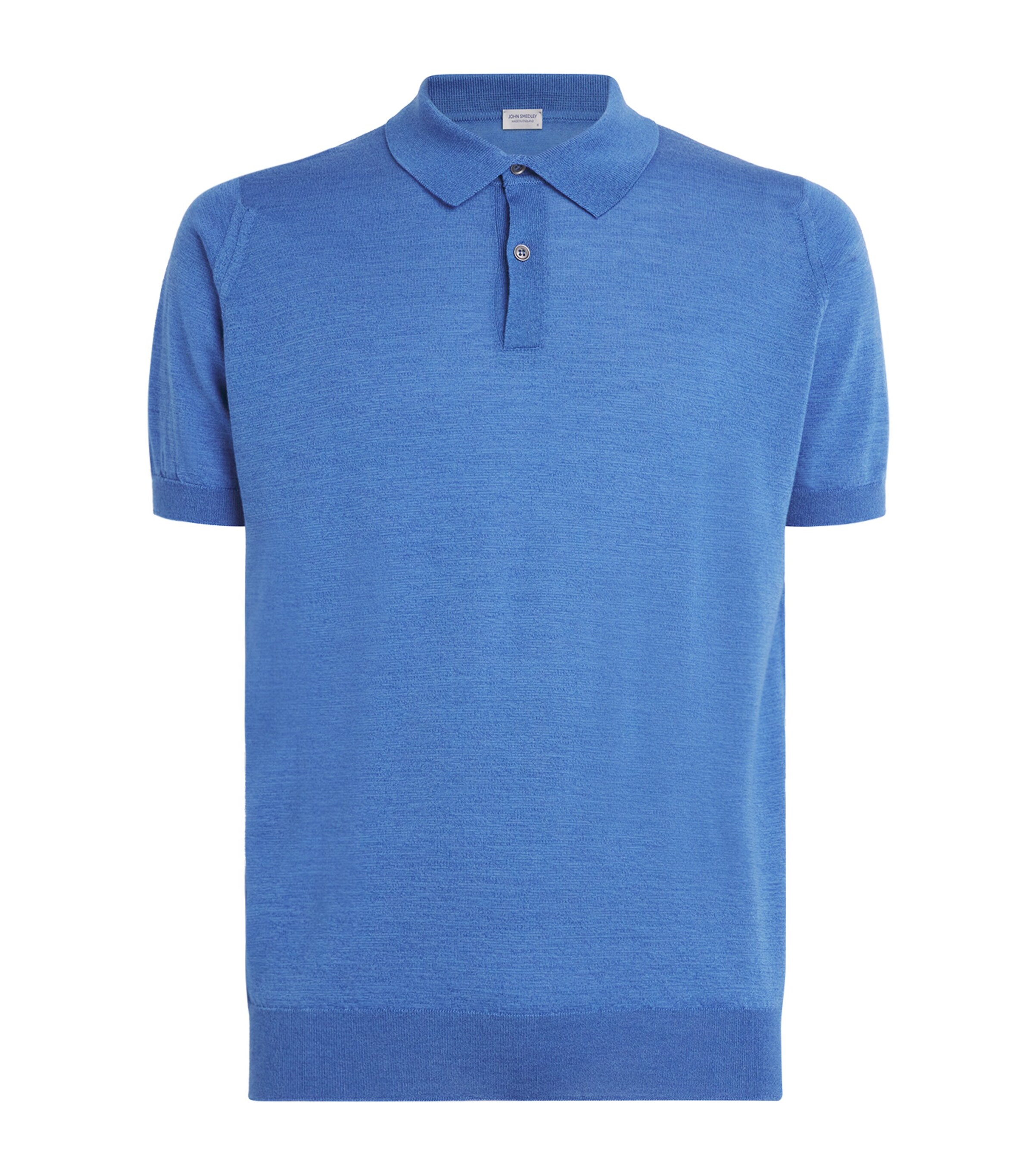 John Smedley Mens Wool-Cotton Leyburn Polo Shirt Ocean Image 1