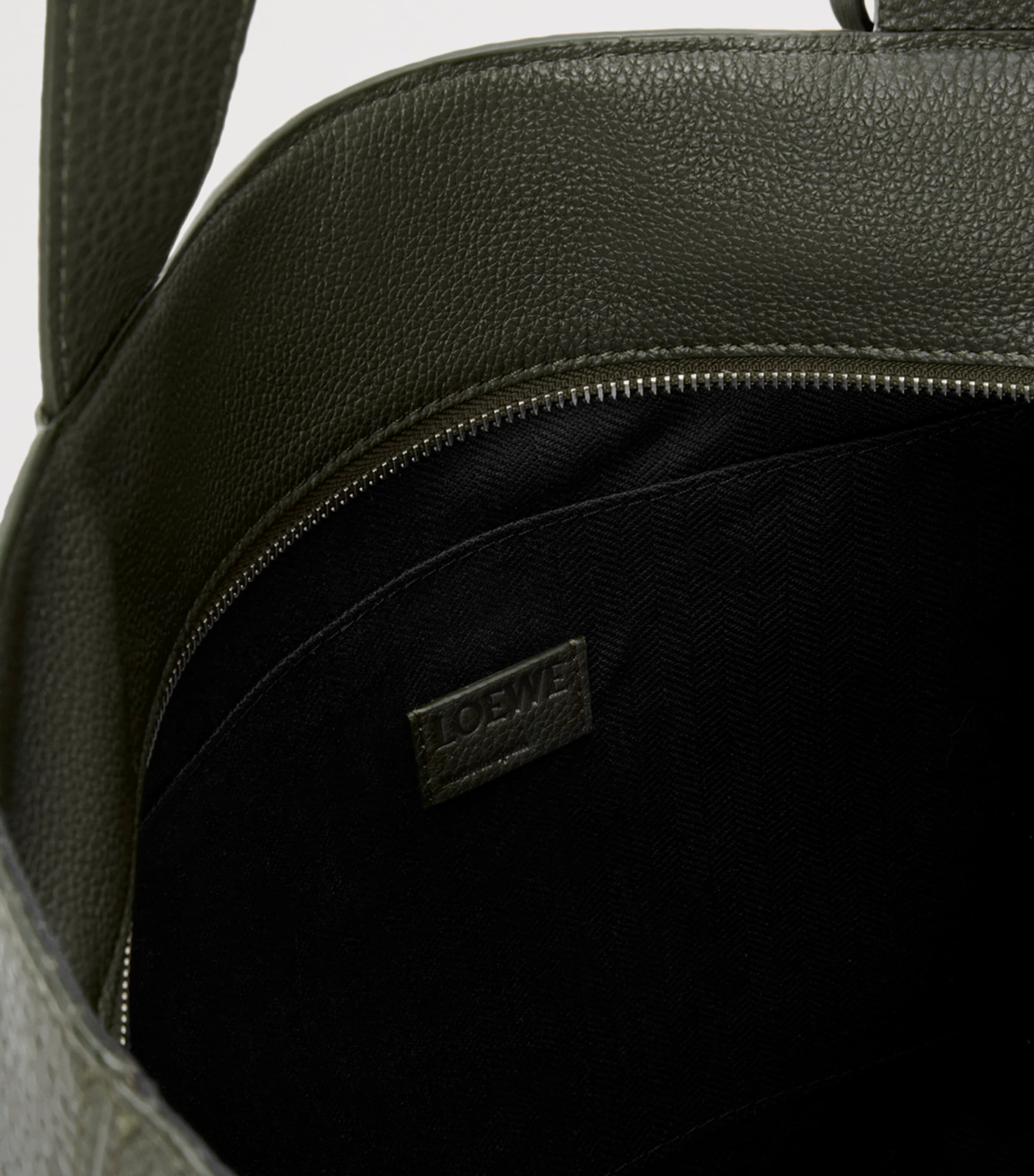 Grained Calfskin Loop Tote Bag DARK KHAKI Image 3