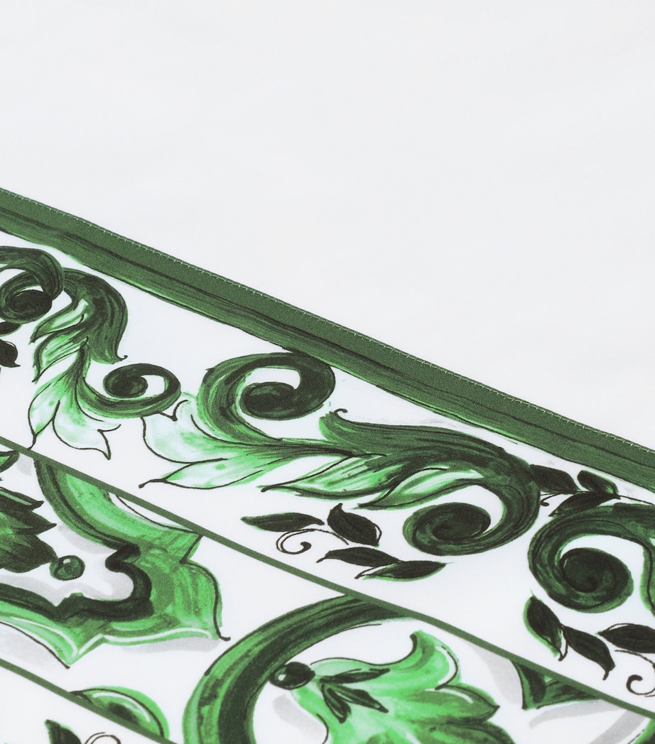 Set of 2 Cotton Majolica Pillowcases (50cm x 80cm) UV024-BIANCO/VERDEMA Image 4