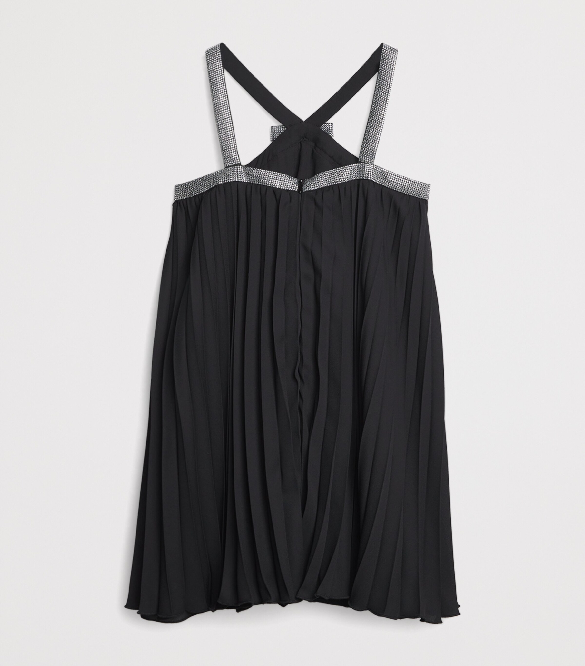 Crystal-Strap Pleated Dress (6-14 Years) 2B300-BLACK+CRYSTAL Image 2