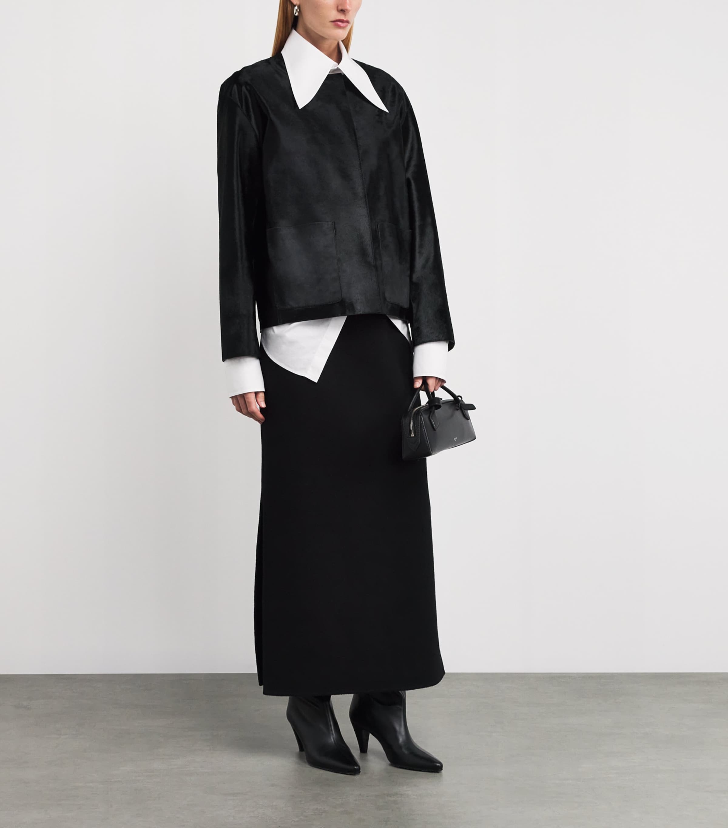 Lafayette 148 Black Cowhide Leather Jacket | Harrods US