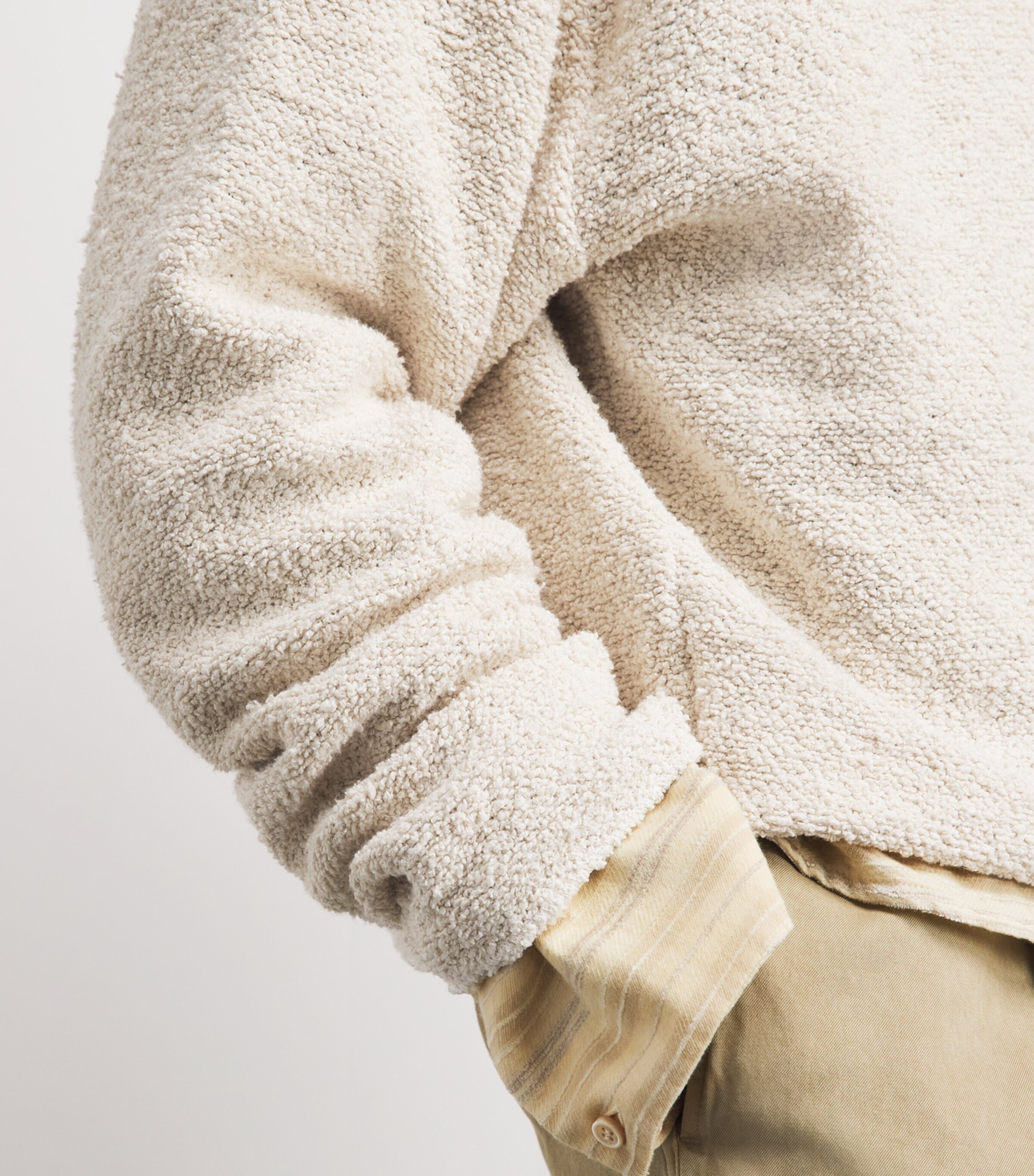 424 Mens Cotton-Blend Bouclé Hoodie Natural Image 3