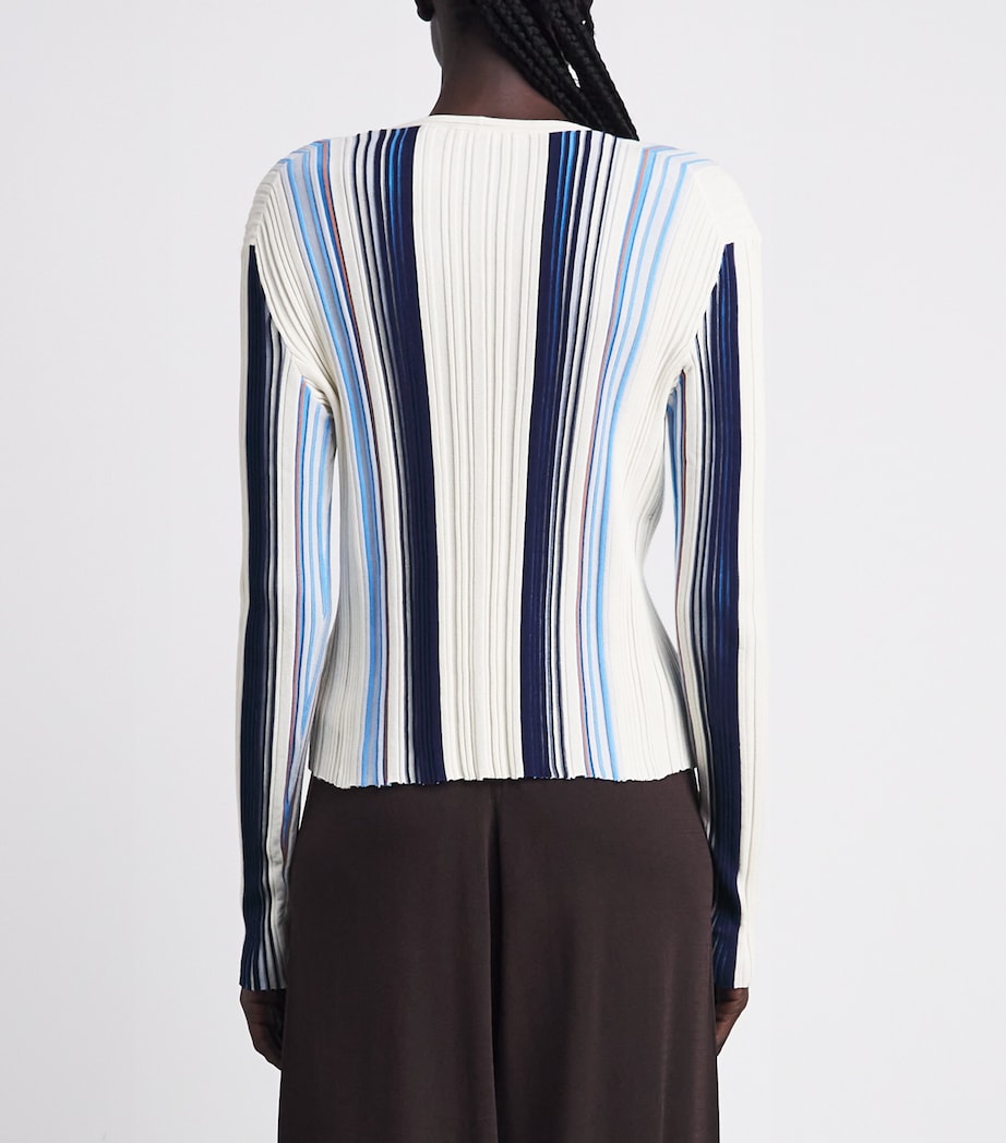 Theory Womens Ribbed Stripe Cardigan Chk Ivory Multi Image 5