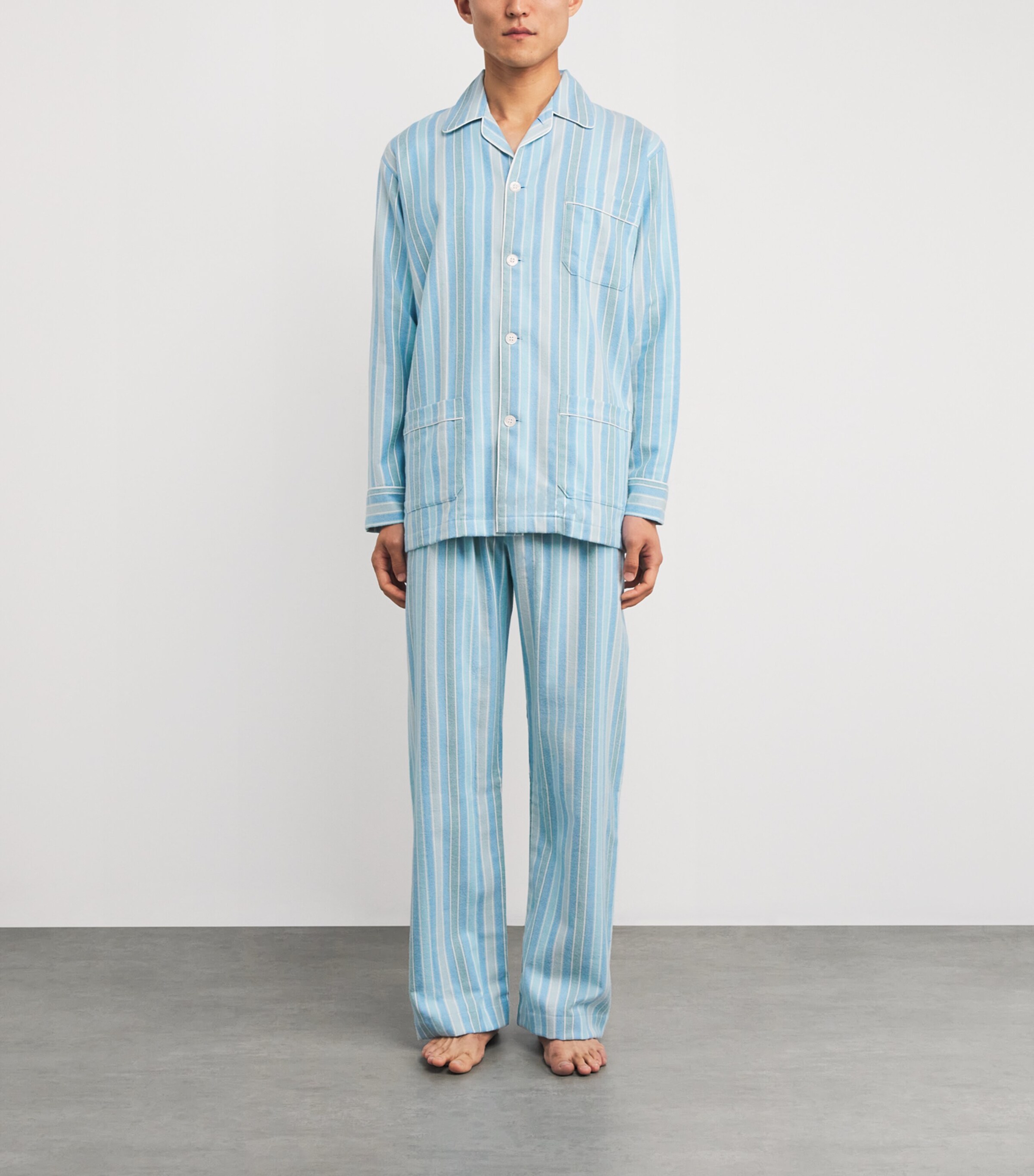 Derek Rose Mens Cotton Kelburn Pyjama Set Blue Image 2