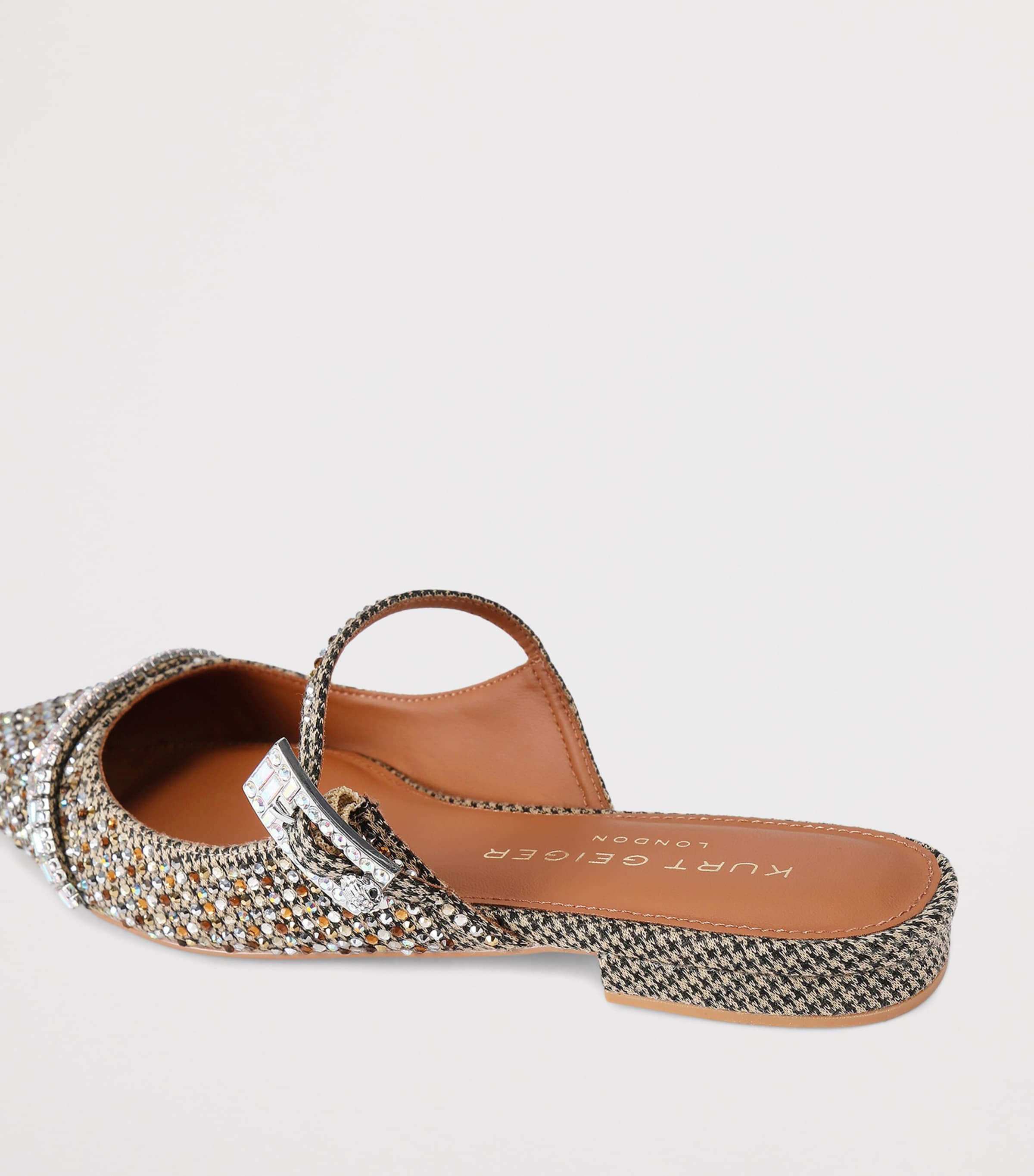 Kurt Geiger London Embellished Strass Flat Mules Beige Comb Image 3