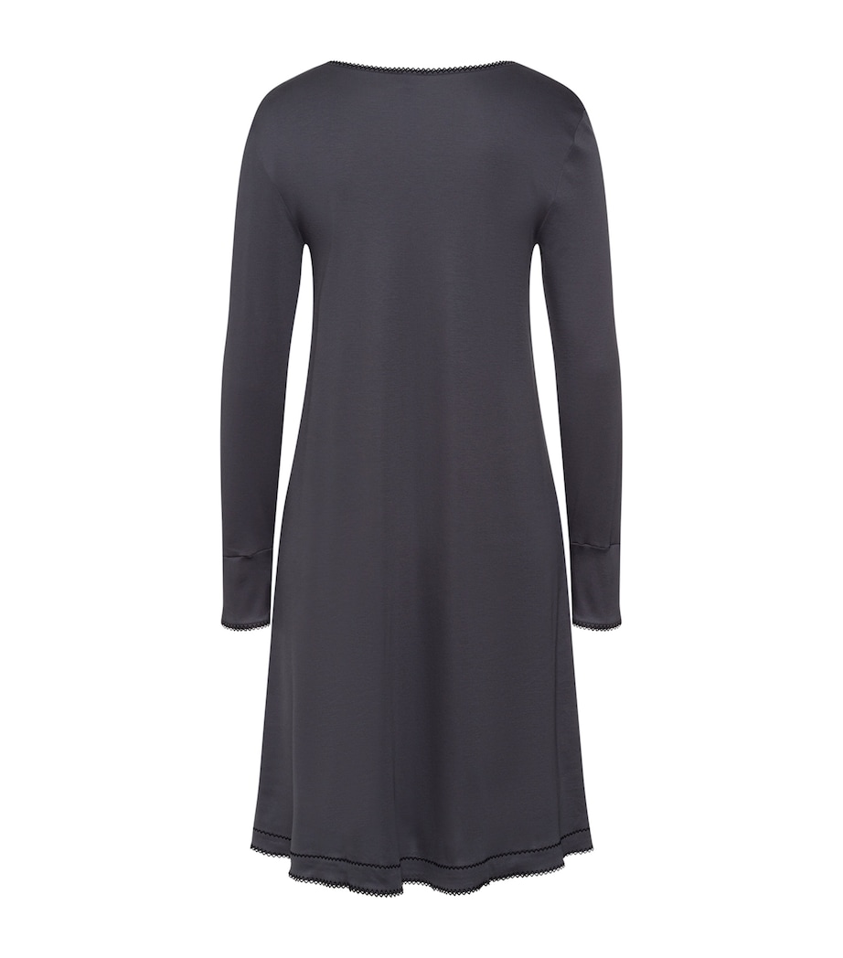Cotton Long-Sleeve Una Nightdress BLACK PEARL Image 2