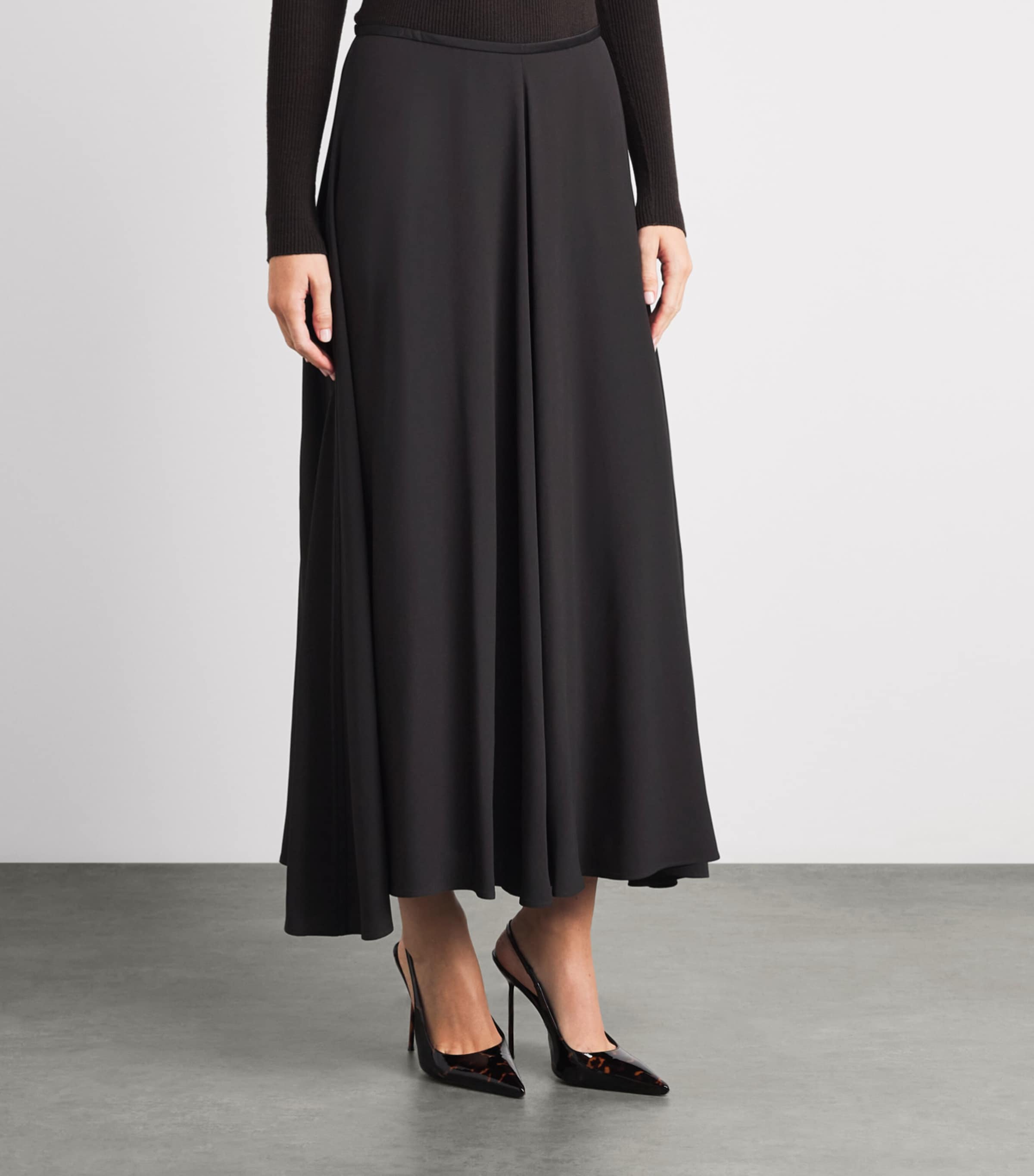 Agnona Womens High-Rise Maxi Skirt Dark Brown Ebony Image 4
