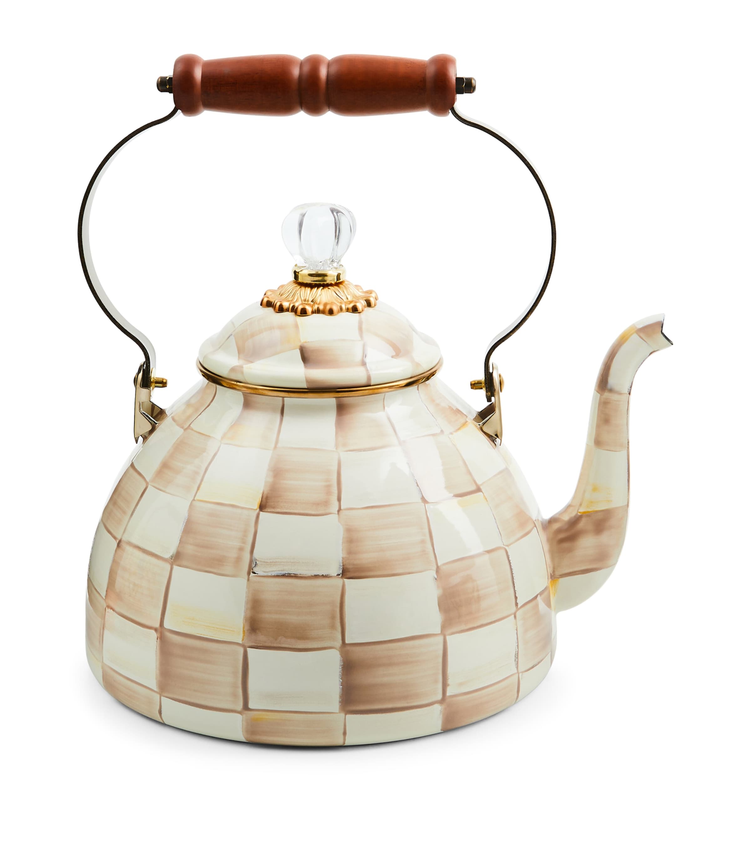 MacKenzie-Childs Mocha Check Tea Kettle (2.8L) | Kitchenware | Kitchen Appliances | Kettles | Designers | Mackenzie Childs | Trending Homeware