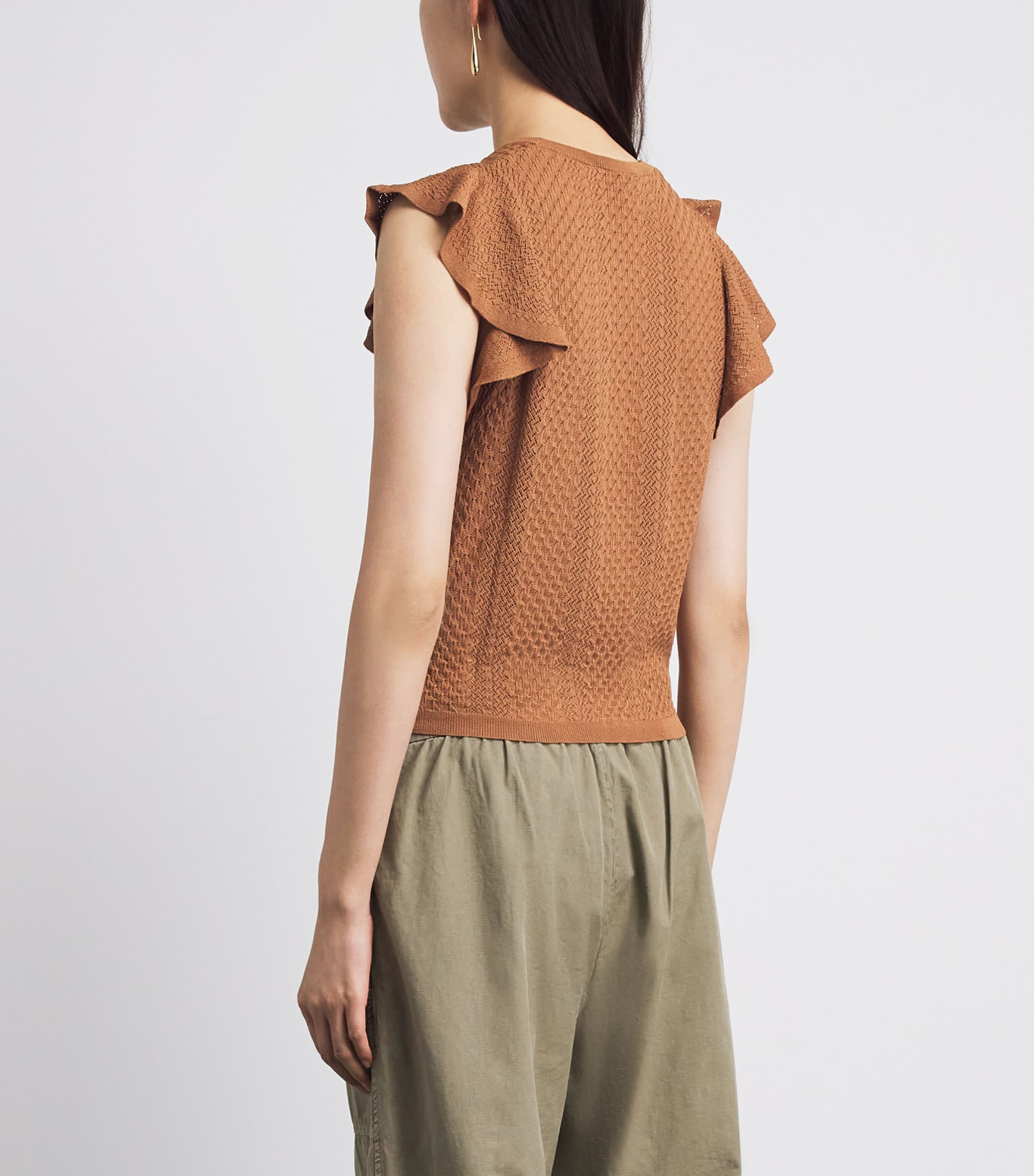 PAIGE Womens Ruffled Margo Tank Top Desert Brown Image 5