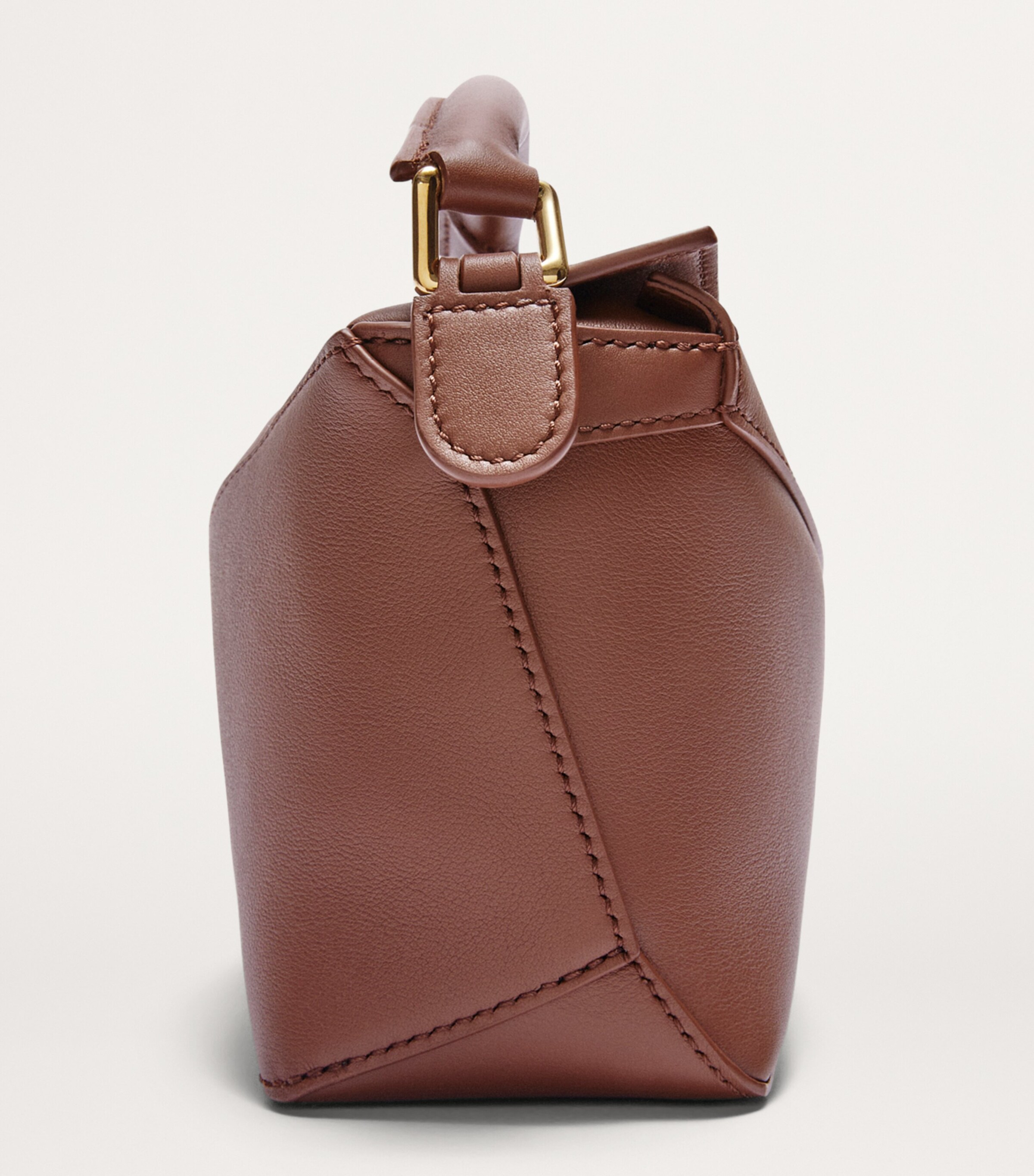 LOEWE Brown x Suna Fujita Mini Leather Puzzle Edge Top-Handle Bag