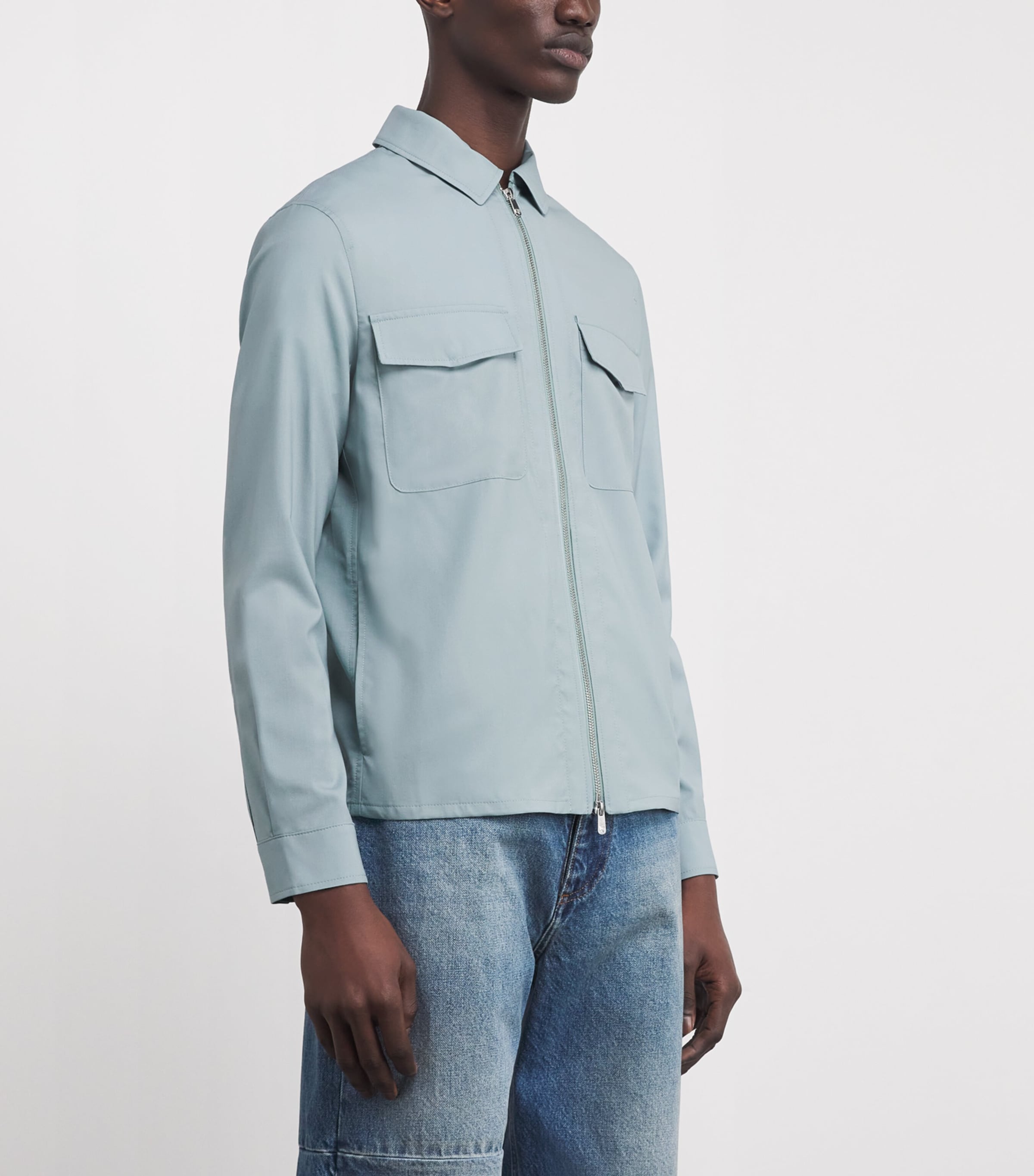 Virgin Wool-Silk Overshirt 13-LIGHT BLU Image 3
