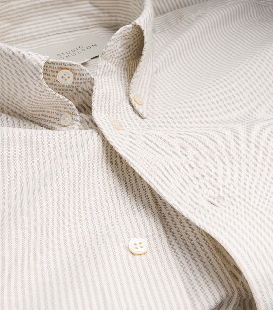 Cotton Stripe Oversized Ruskin Shirt KHAKI STRIPE Image 5