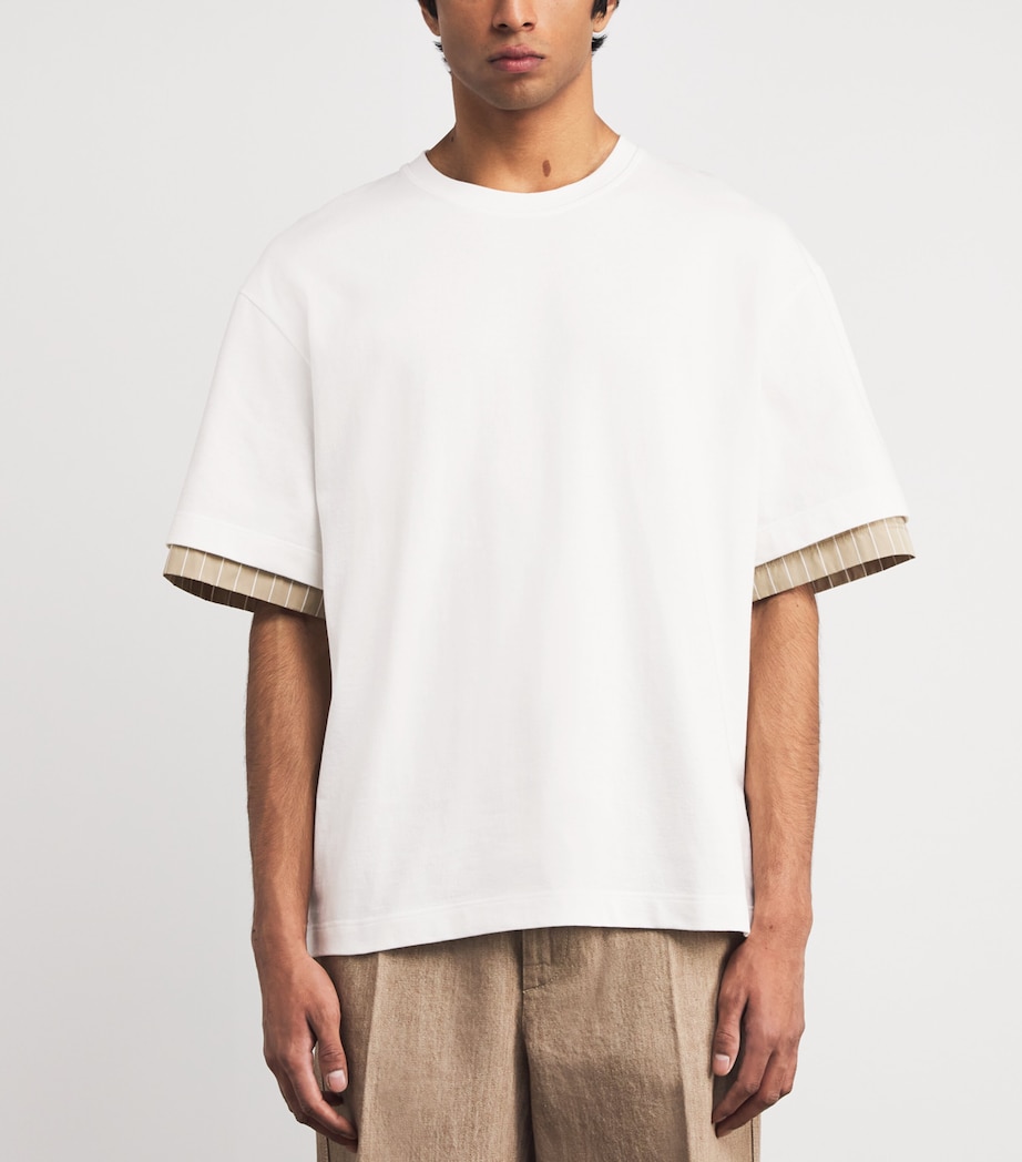 Cotton Double-Sleeve T-Shirt 100 OPTIC WHITE Image 3