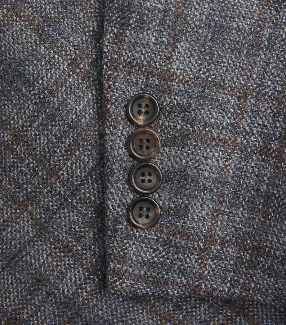 Canali Mens Wool Check Blazer Multi Image 6