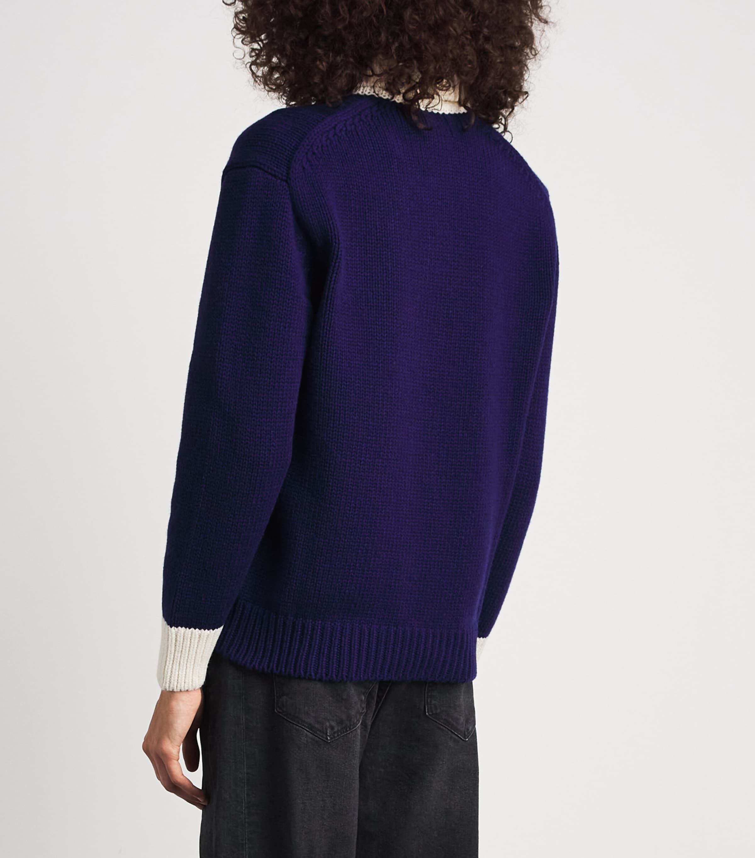 Polo Ralph Lauren Womens Wool Logo Rugby Sweater Royal/cream Image 5
