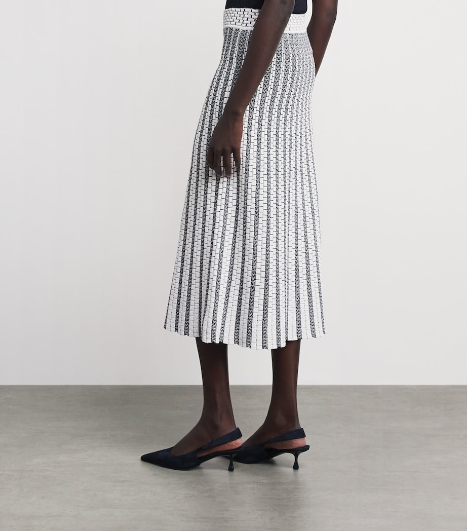 VALENTI Womens Knitted Midi Skirt White Blue Image 5