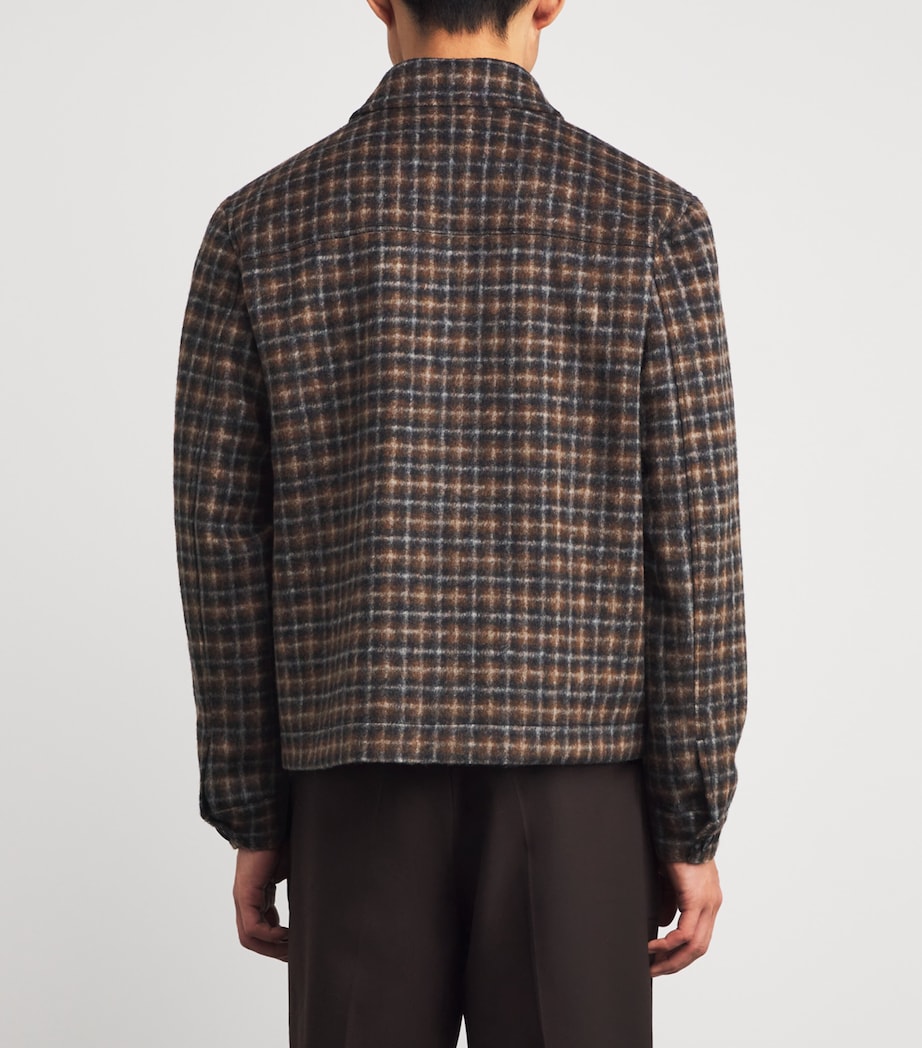 Check Osier Shirt Jacket NAVY/BROWN Image 4