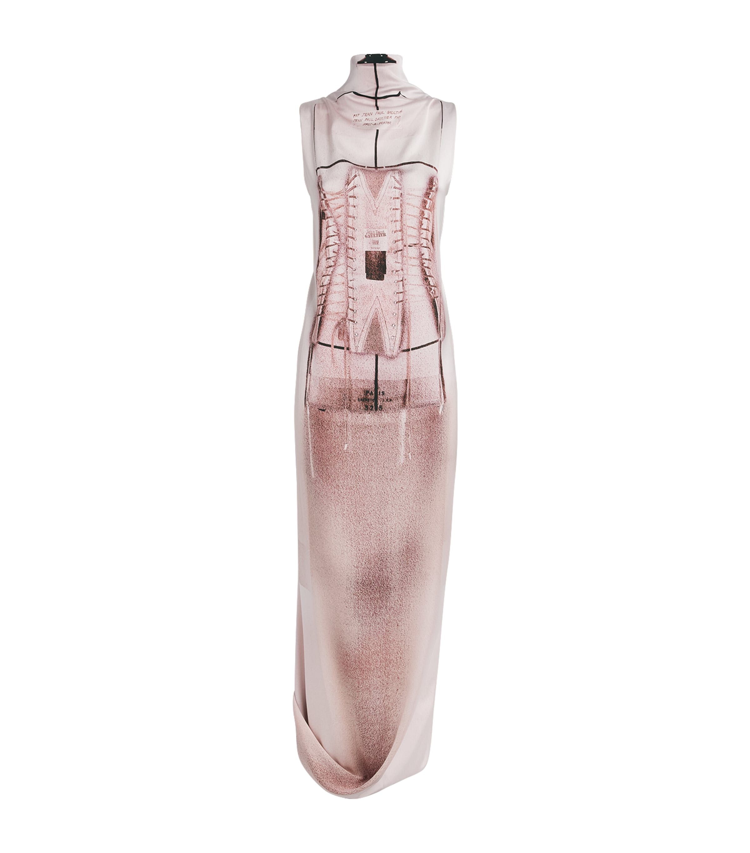 Shop Jean Paul Gaultier Satin Trompe-l'oeil Corset Maxi Dress