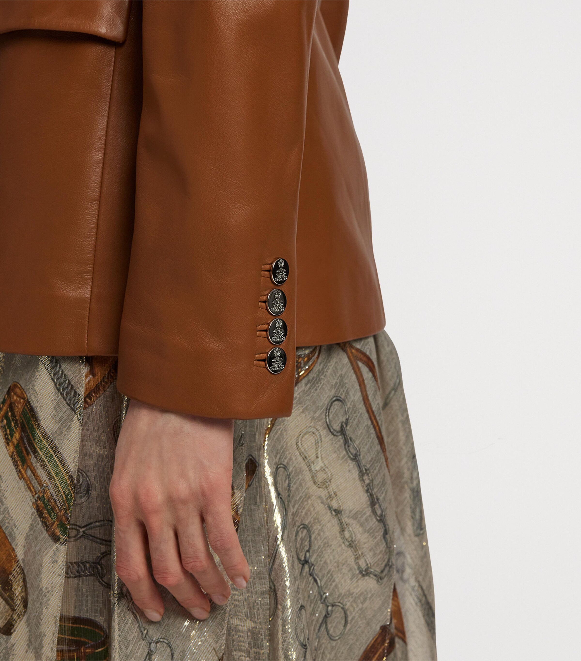 Leather Double-Breasted Blazer LIGHT TOFFEE Image 12