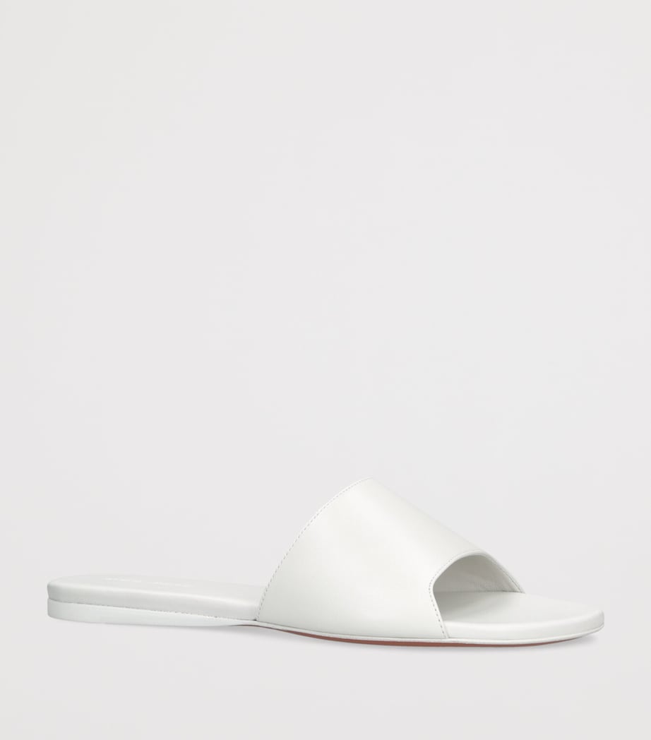 Amina Muaddi Leather Bianca Flats White Image 3