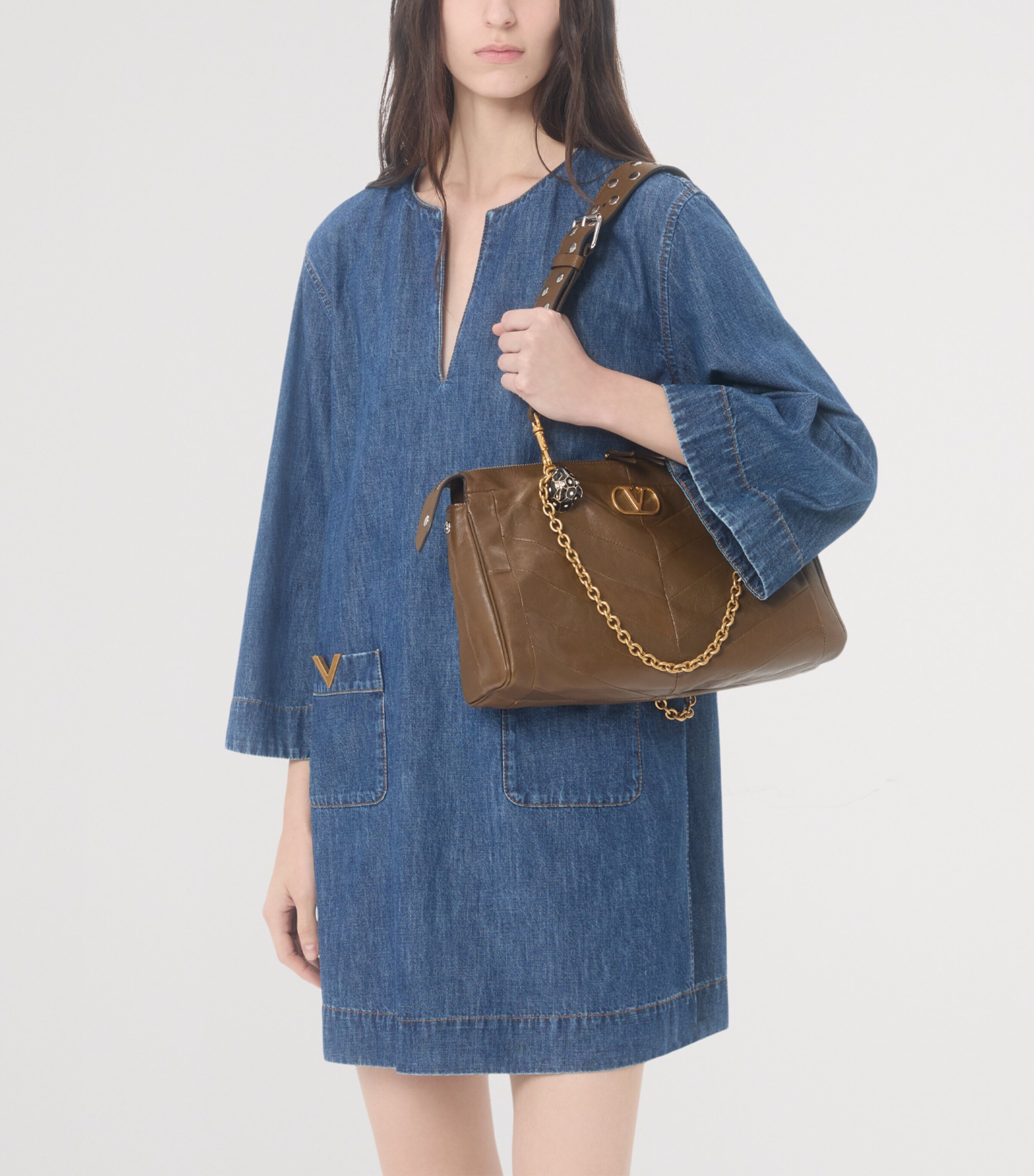 Valentino Womens Denim Shift Mini Dress Image 6