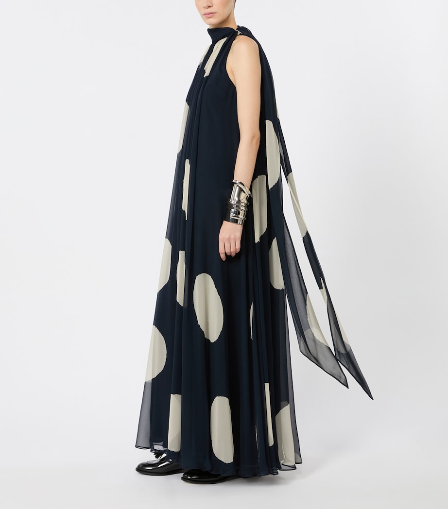 Max Mara Womens Silk Belted Maxi Dress Midnightblue Image 2