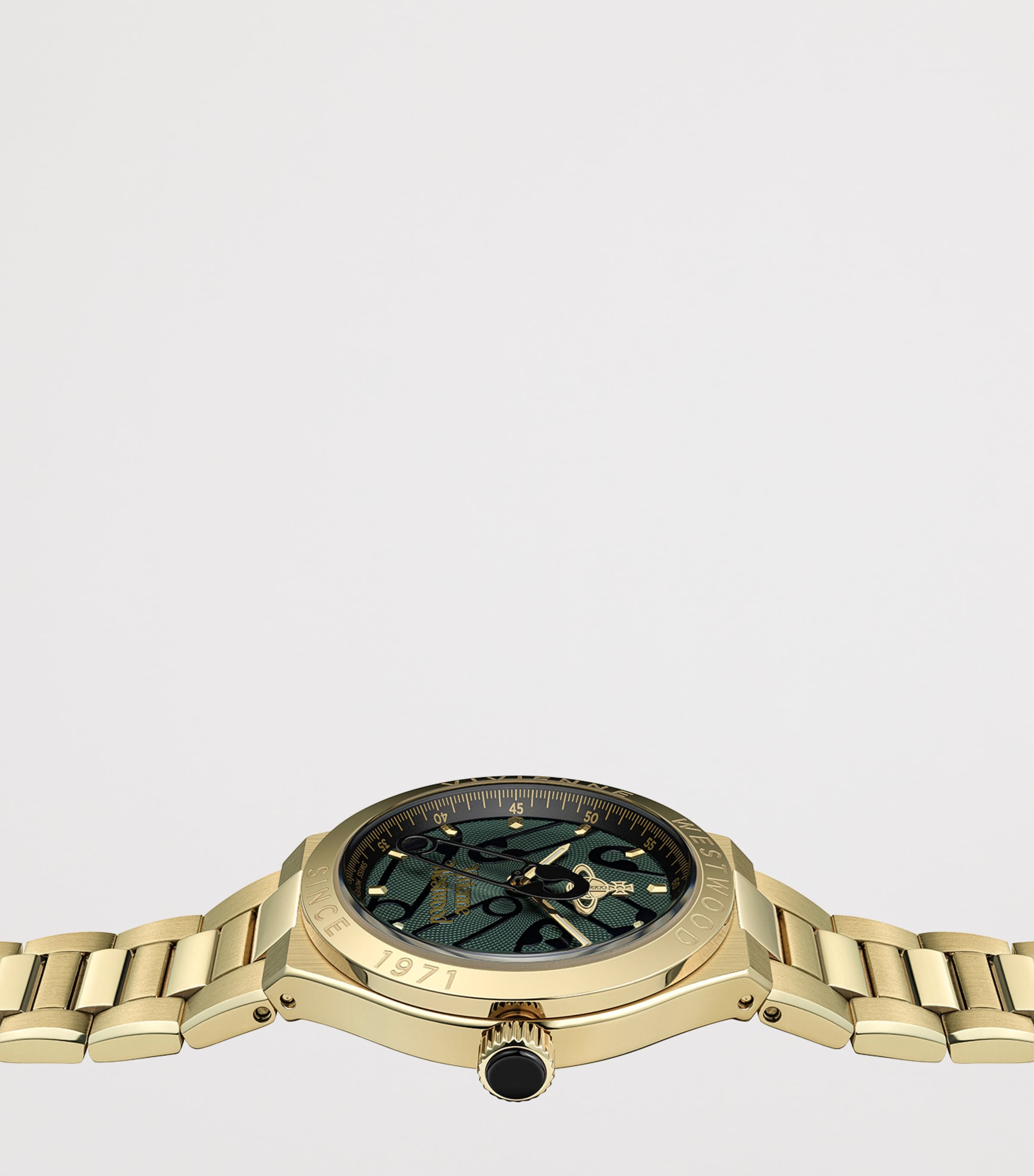 Vivienne Westwood Stainless Steel Berwick Watch 37mm Grn Gld Image 3