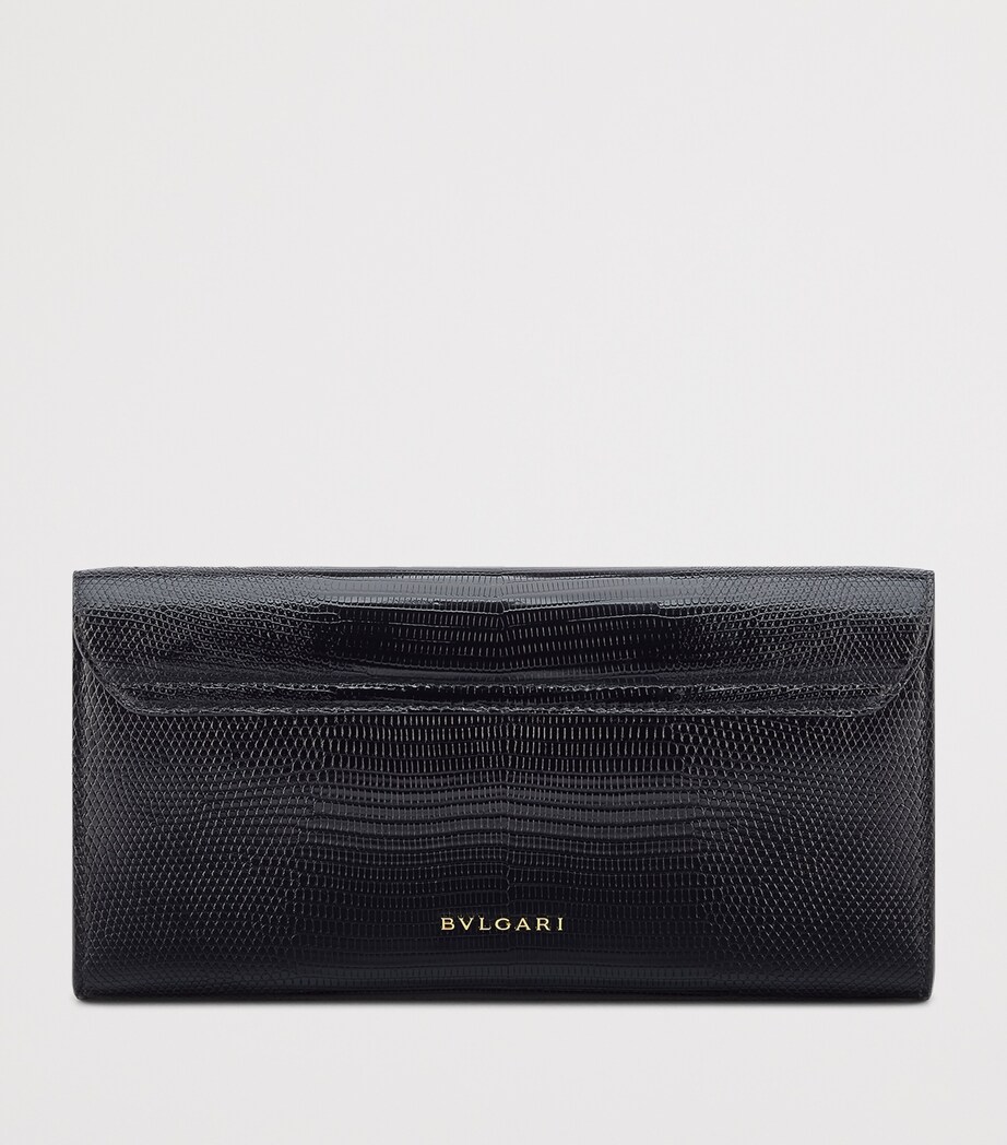 Bvlgari Lizard Leather Tubogas Clutch Bag Black Image 2