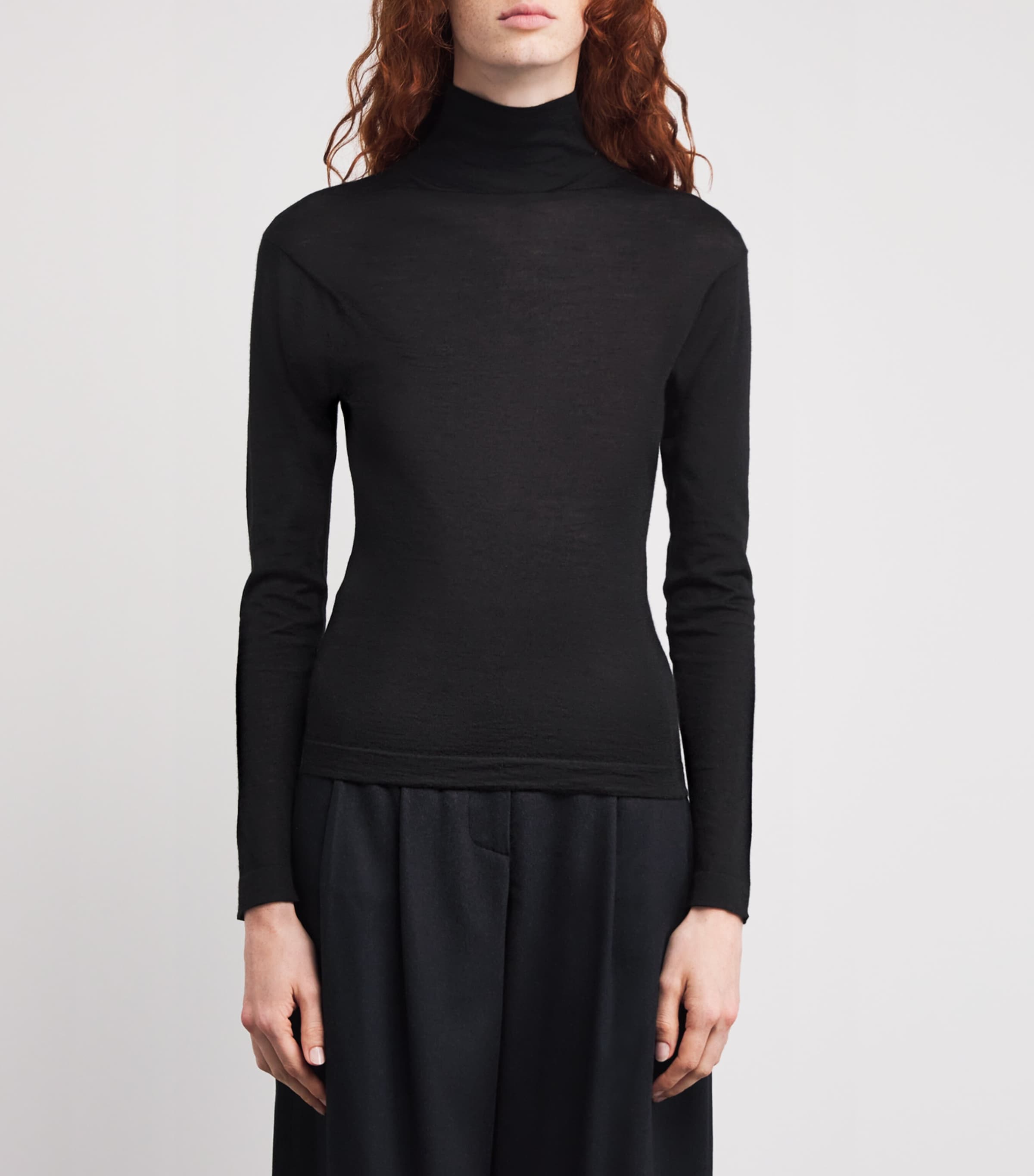Colombo Womens Ultra-Fine Kid Cashmere Rollneck Sweater Black Image 3