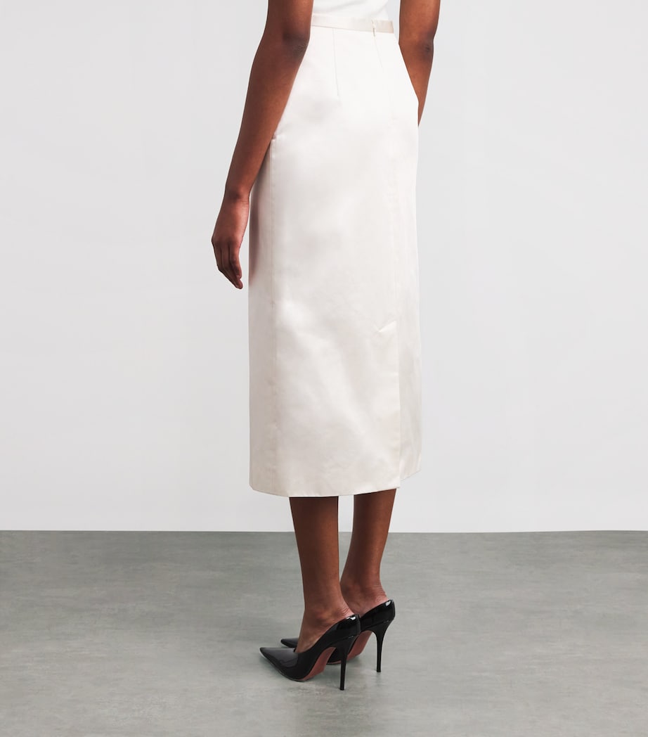 Satin Duchess Rory Midi Skirt IVORY Image 4