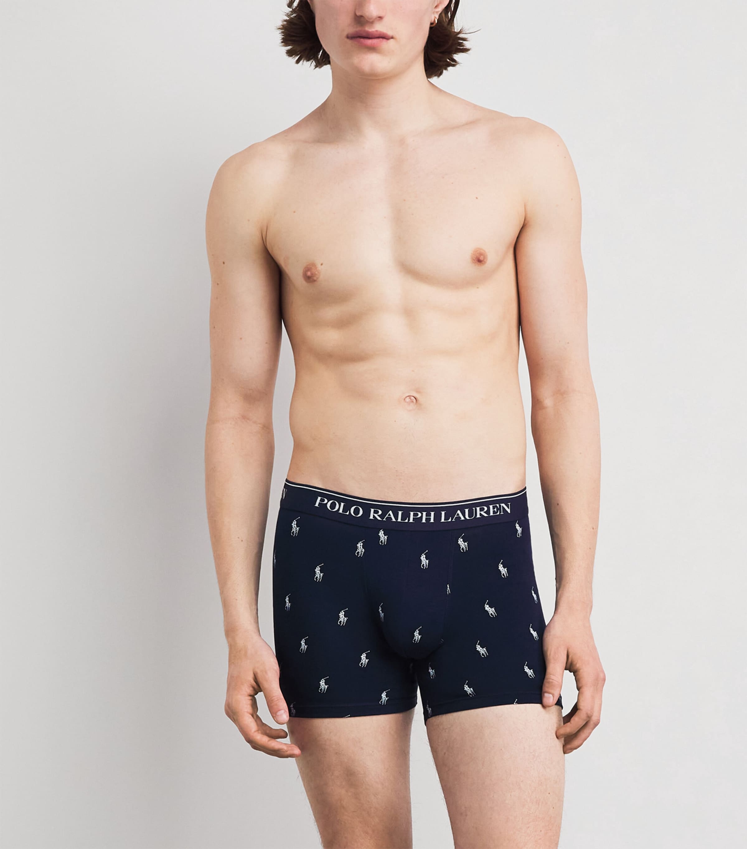 Polo Ralph Lauren Mens Stretch-Cotton Boxer Briefs (Pack of 3) Navy Aopp/paper Wht/ Image 2