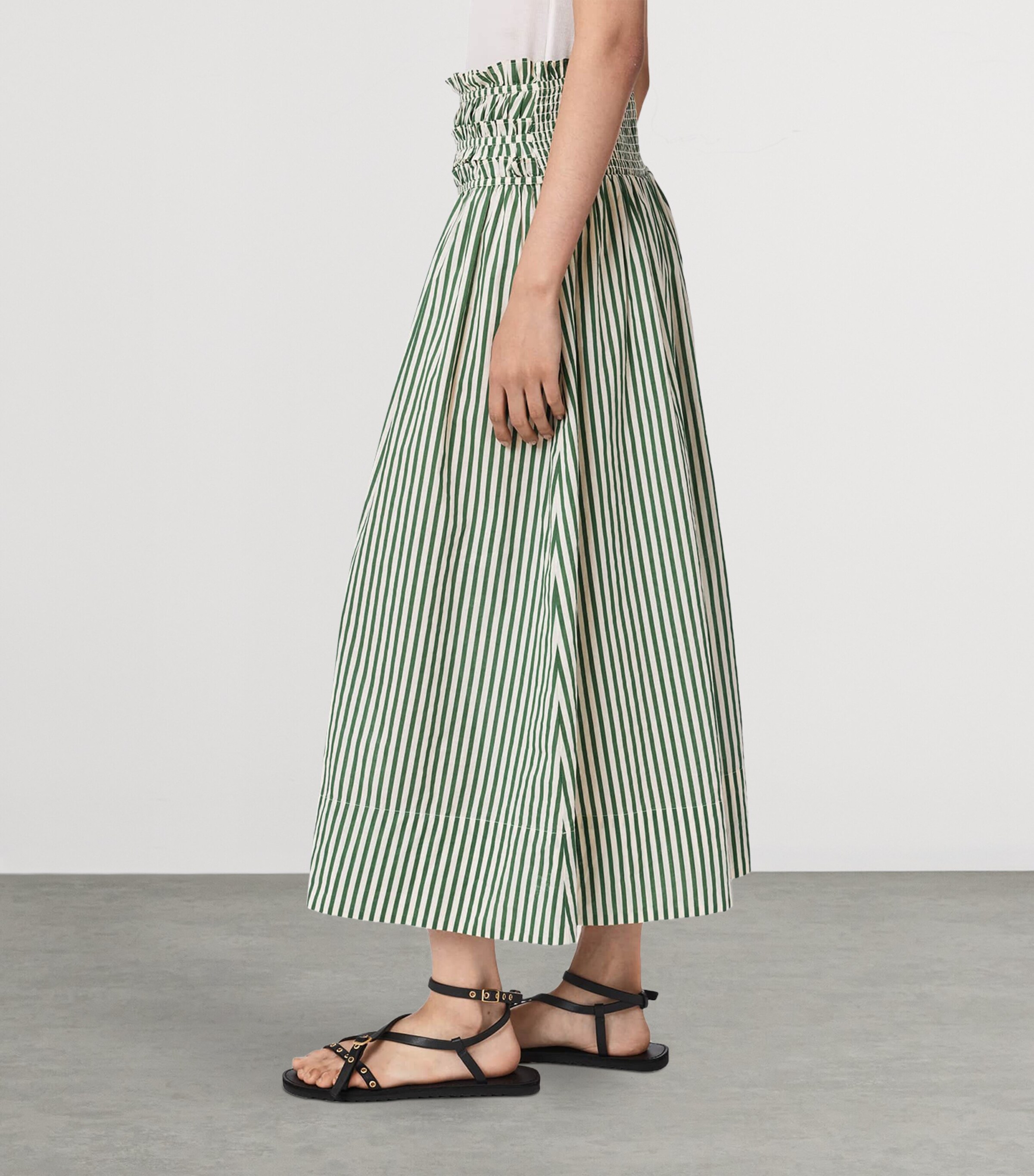 AllSaints Womens Organic Cotton Kali Maxi Skirt Apple Green/white Image 5