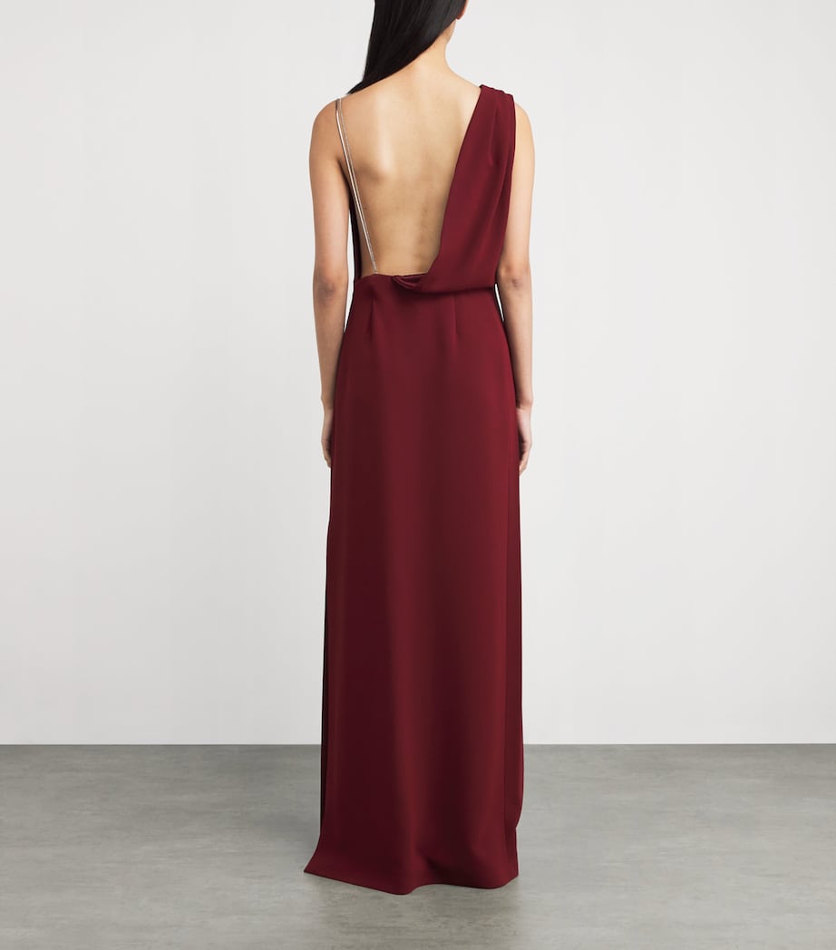 Crystal-Embellished Asymmetric Maxi Dress RASPBERRY Image 3