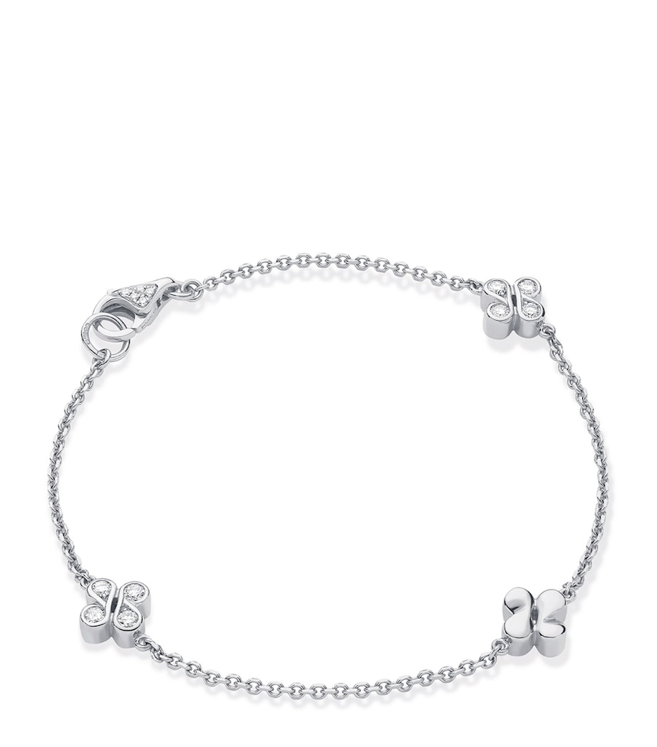 White Gold and Diamond Be Boodles Triple Charm Bracelet SILVER Image 1