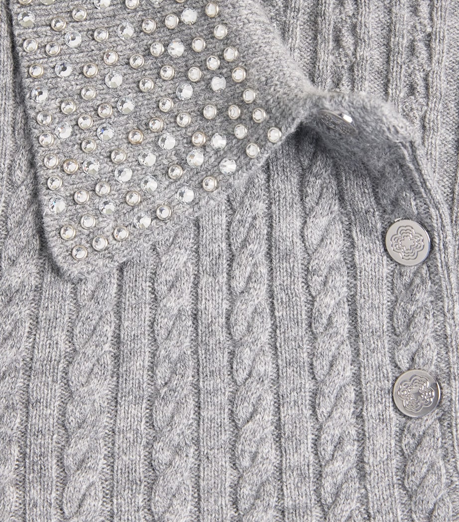 Wool Embellished Polo Shirt GREY Image 5