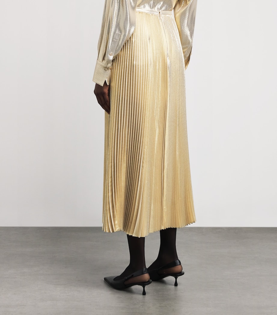 Silk-Blend Lamé Essai Midi Skirt GILT Image 4
