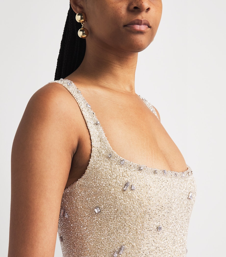 Clio Peppiatt Womens Embellished Pamela Midi Dress Platinum Image 5