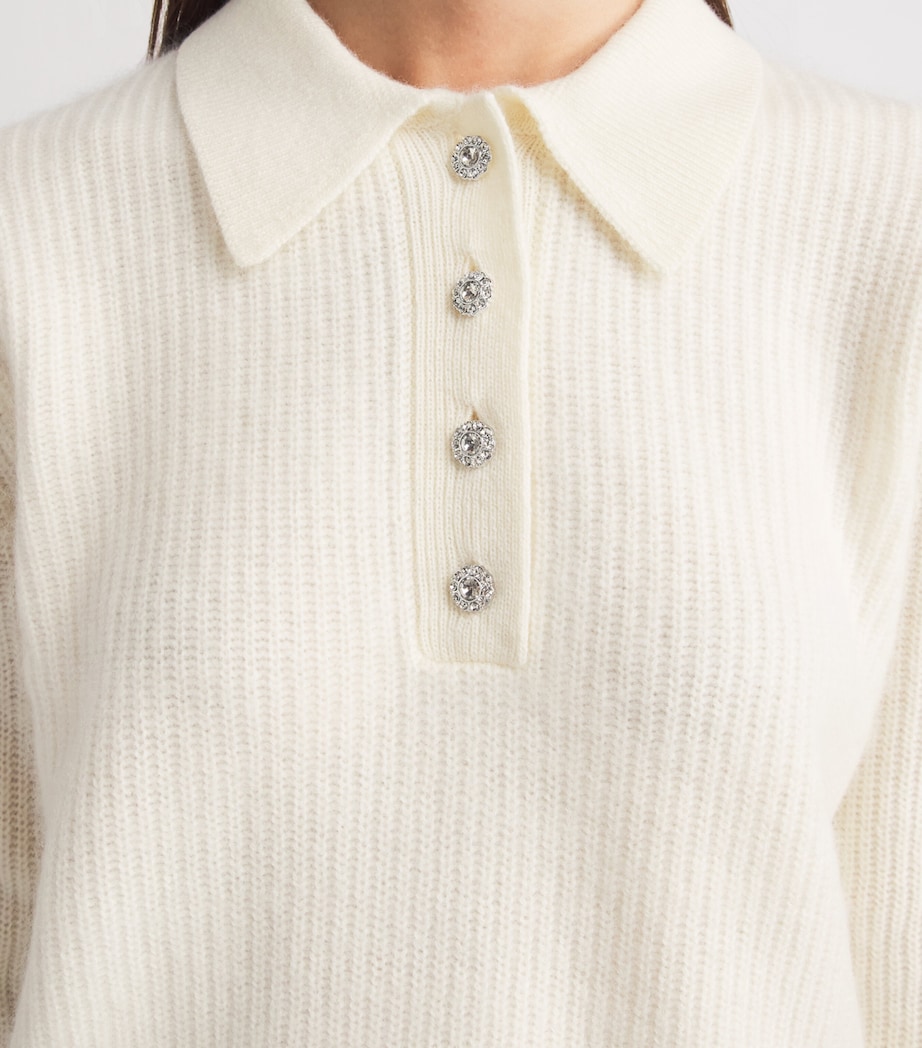 Harrods Womens Cashmere Polo Sweater Ivory Image 3