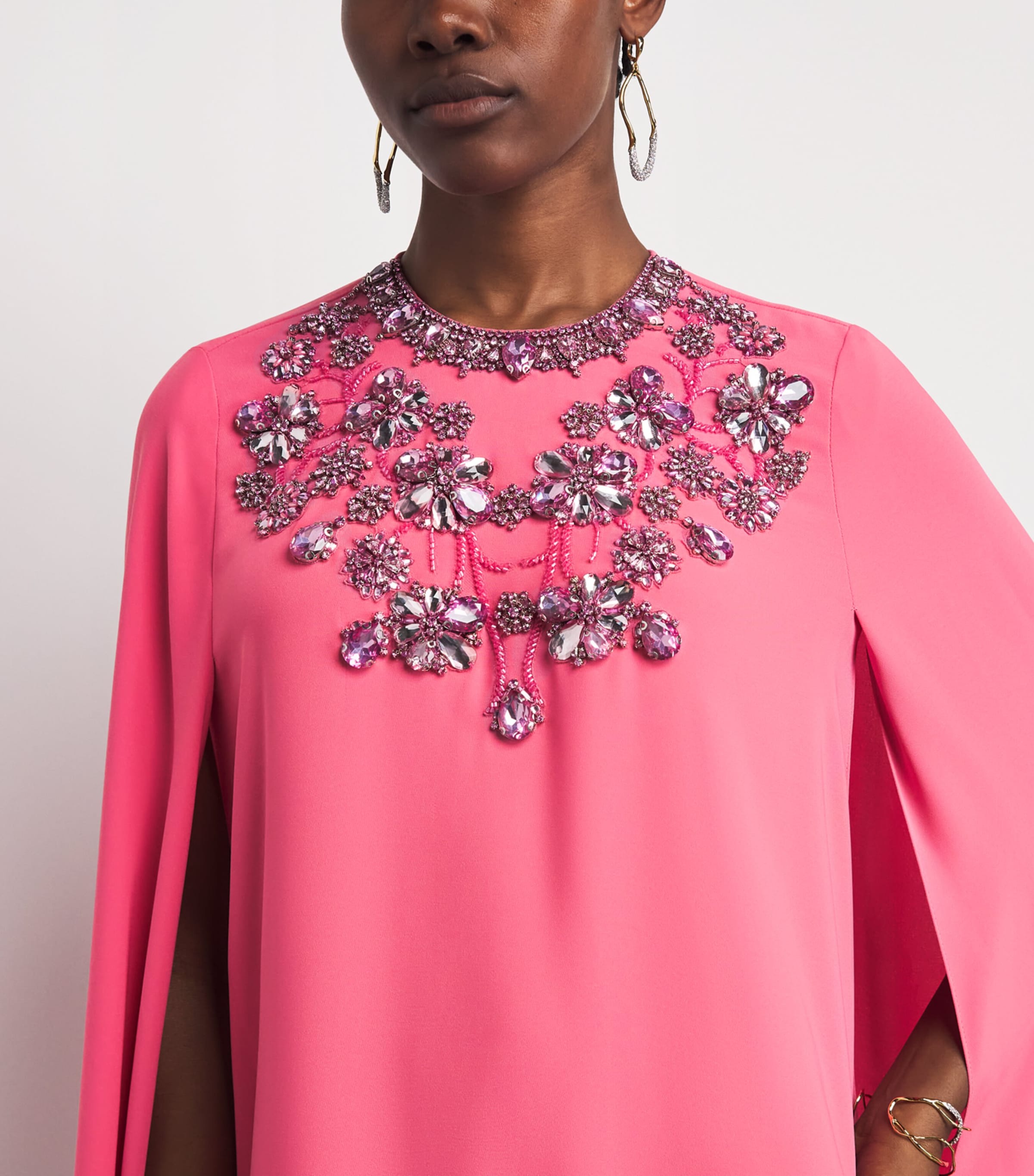 Zuhair Murad Womens Cady Embellished Cape Gown Pink Flambe Image 3