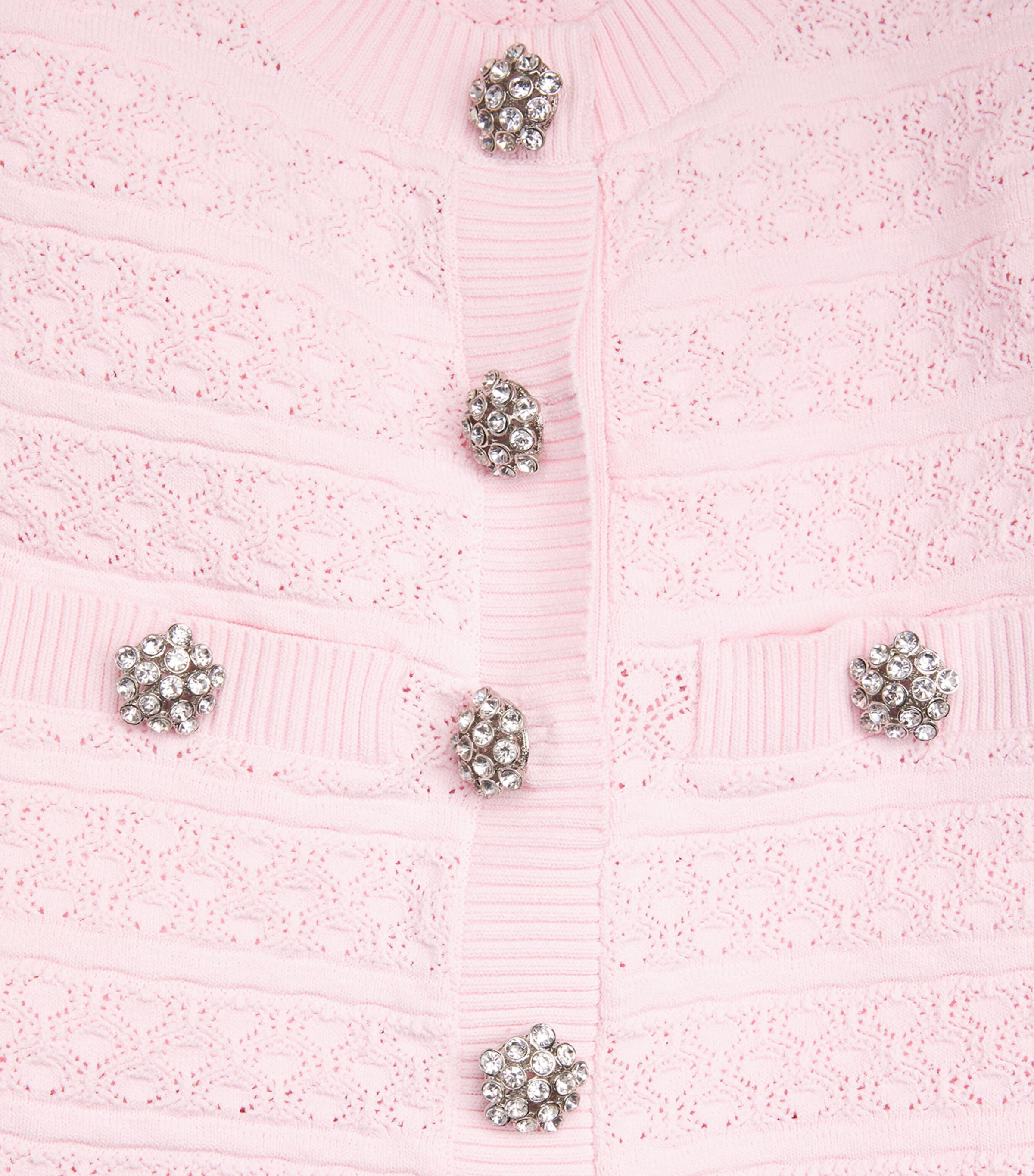 Self-Portrait Womens Knitted Pointelle Mini Dress Pink Image 6