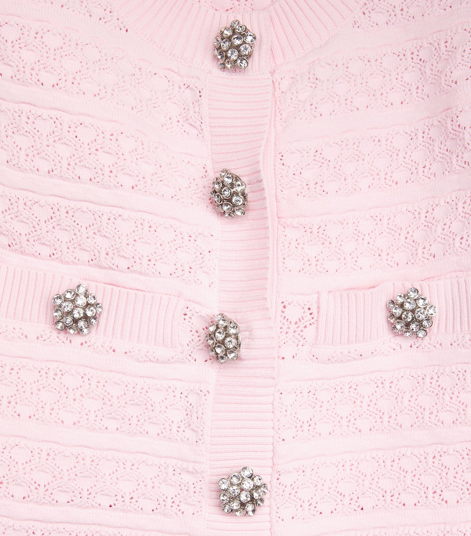 Self-Portrait Womens Knitted Pointelle Mini Dress Pink Image 6
