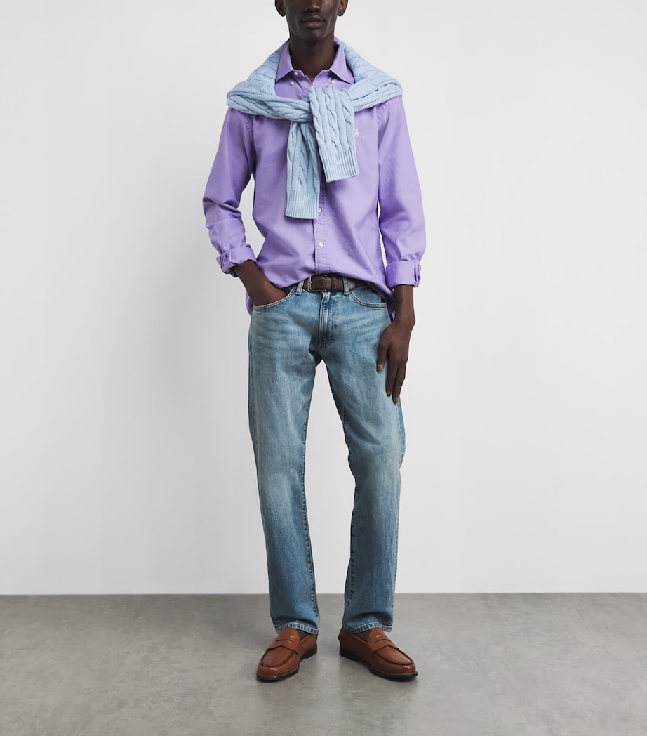 Polo Ralph Lauren Mens Cotton Garment-Dyed Oxford Shirt Powder Purple Image 2