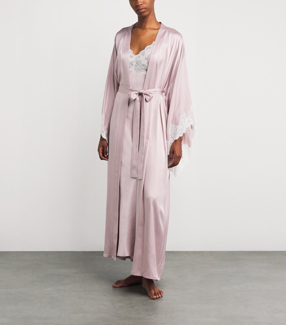 Powder Robes Bocan Pink Satin Lace-Trim Heidi Robe (XS/S) | Harrods SA