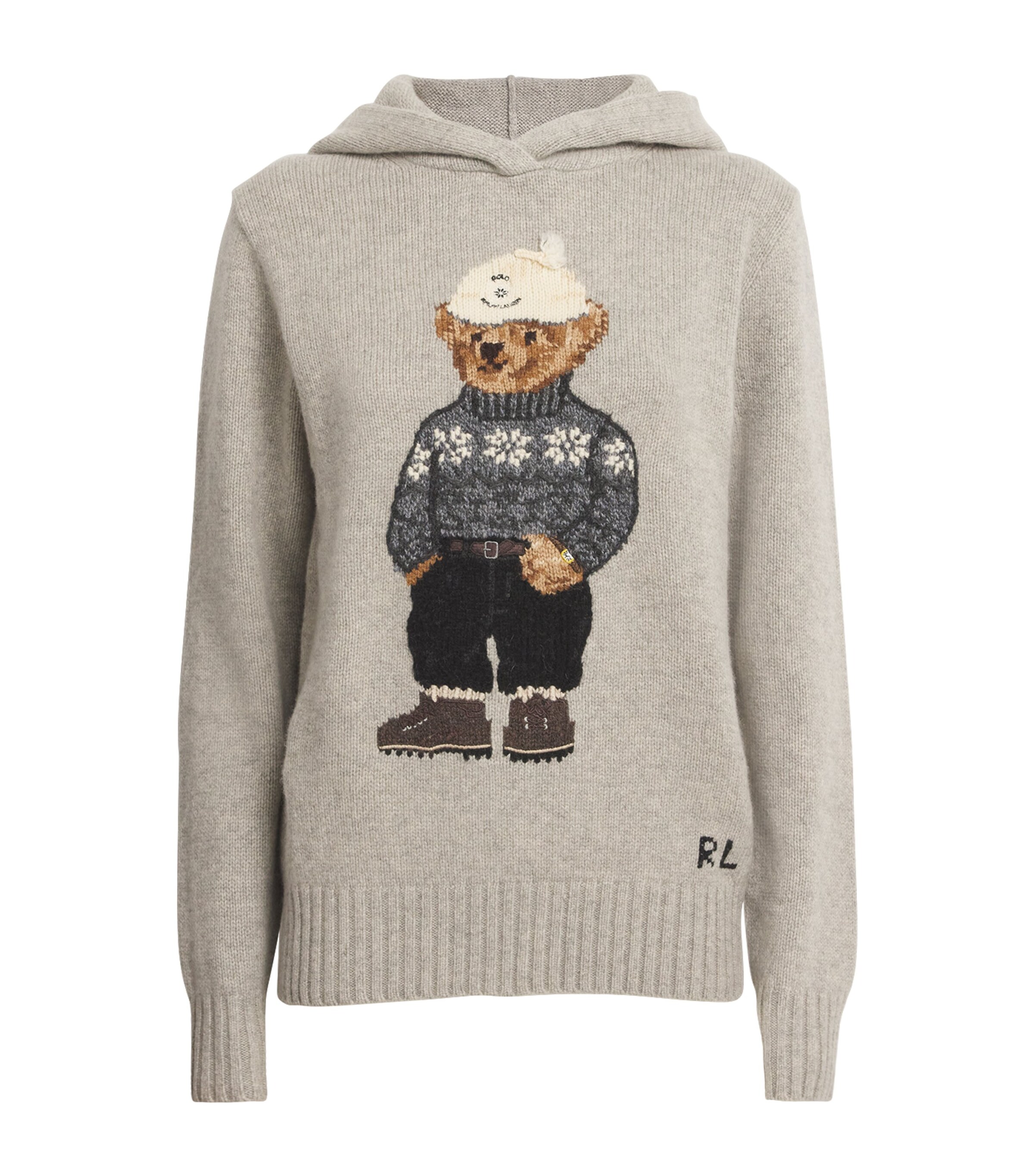 Cotton Polo Bear Sweater NEW GREY HTHR 24 MLT Image 1