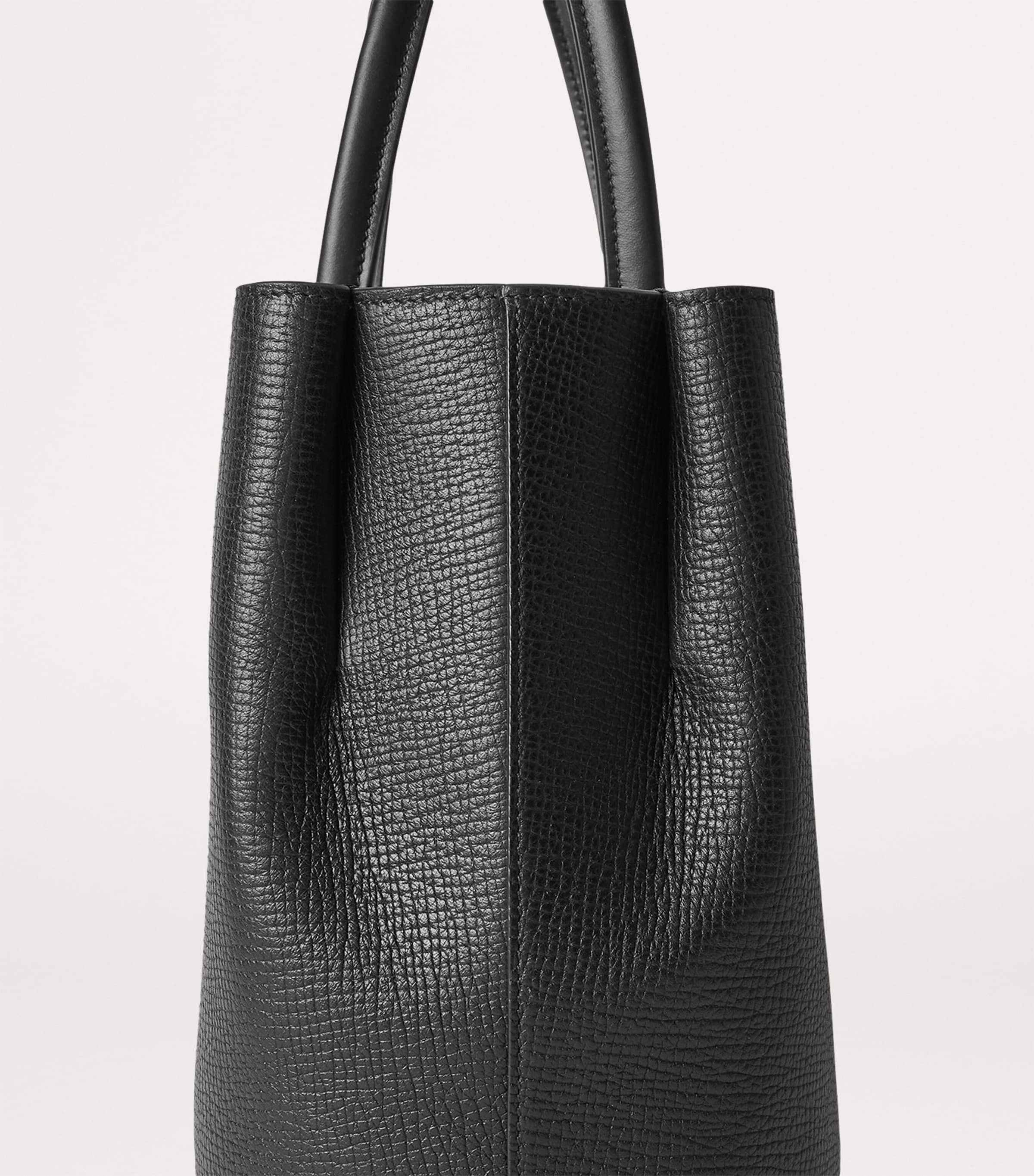 Small Leather Day Tote Bag BLACK Image 6